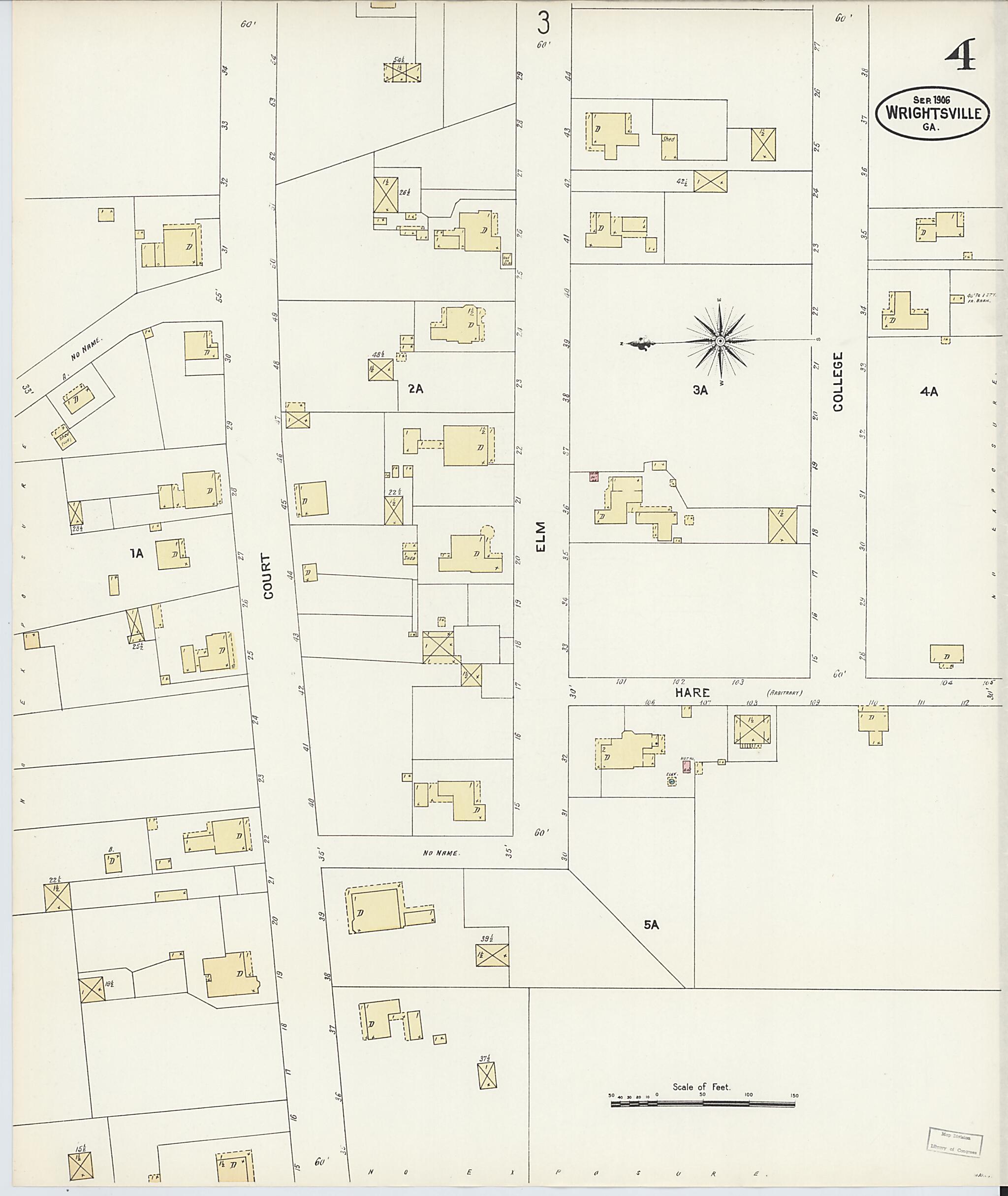 This old map of Wrightsville, Johnson County, Georgia was created by Sanborn Map Company in 1906