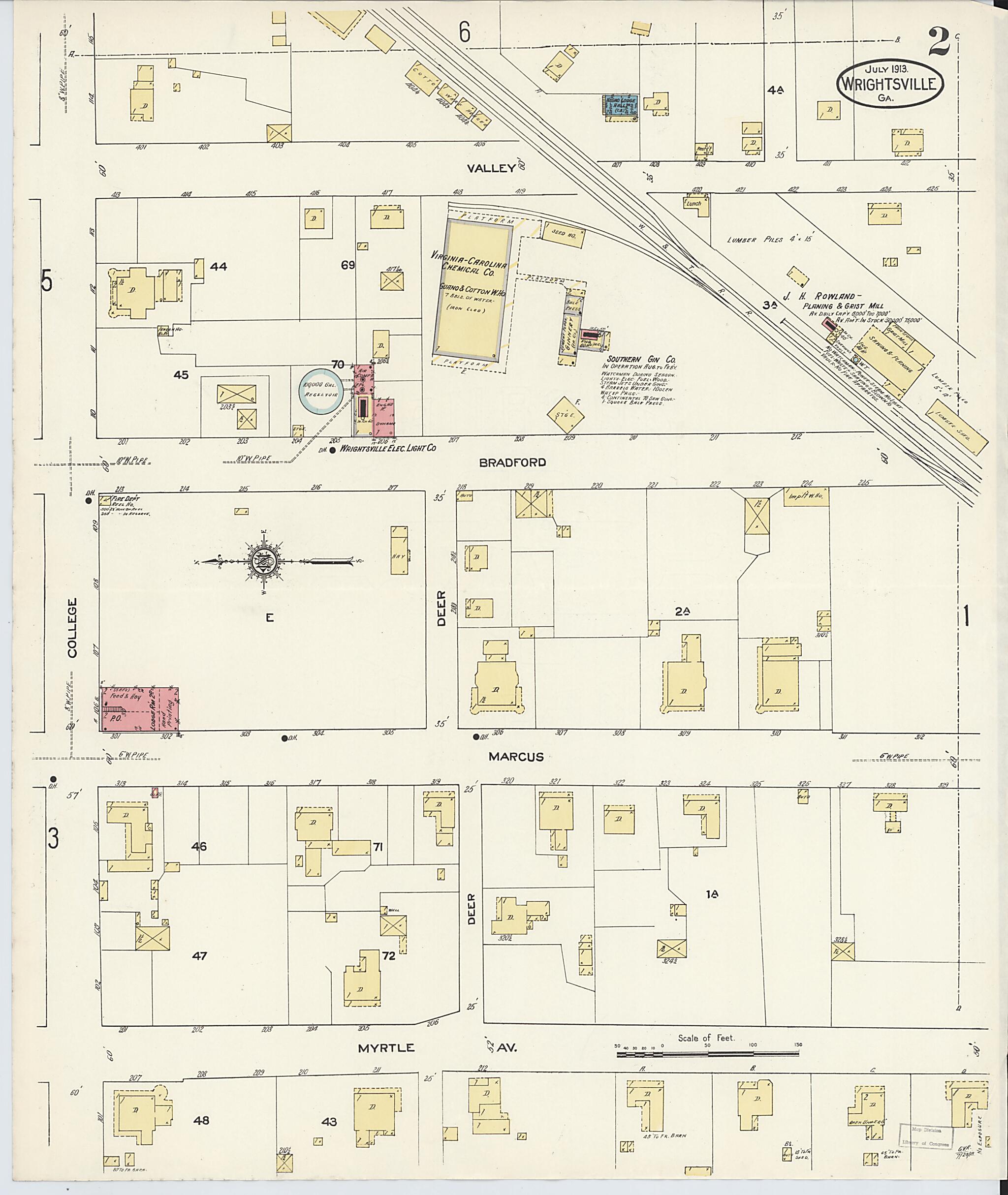 This old map of Wrightsville, Johnson County, Georgia was created by Sanborn Map Company in 1913