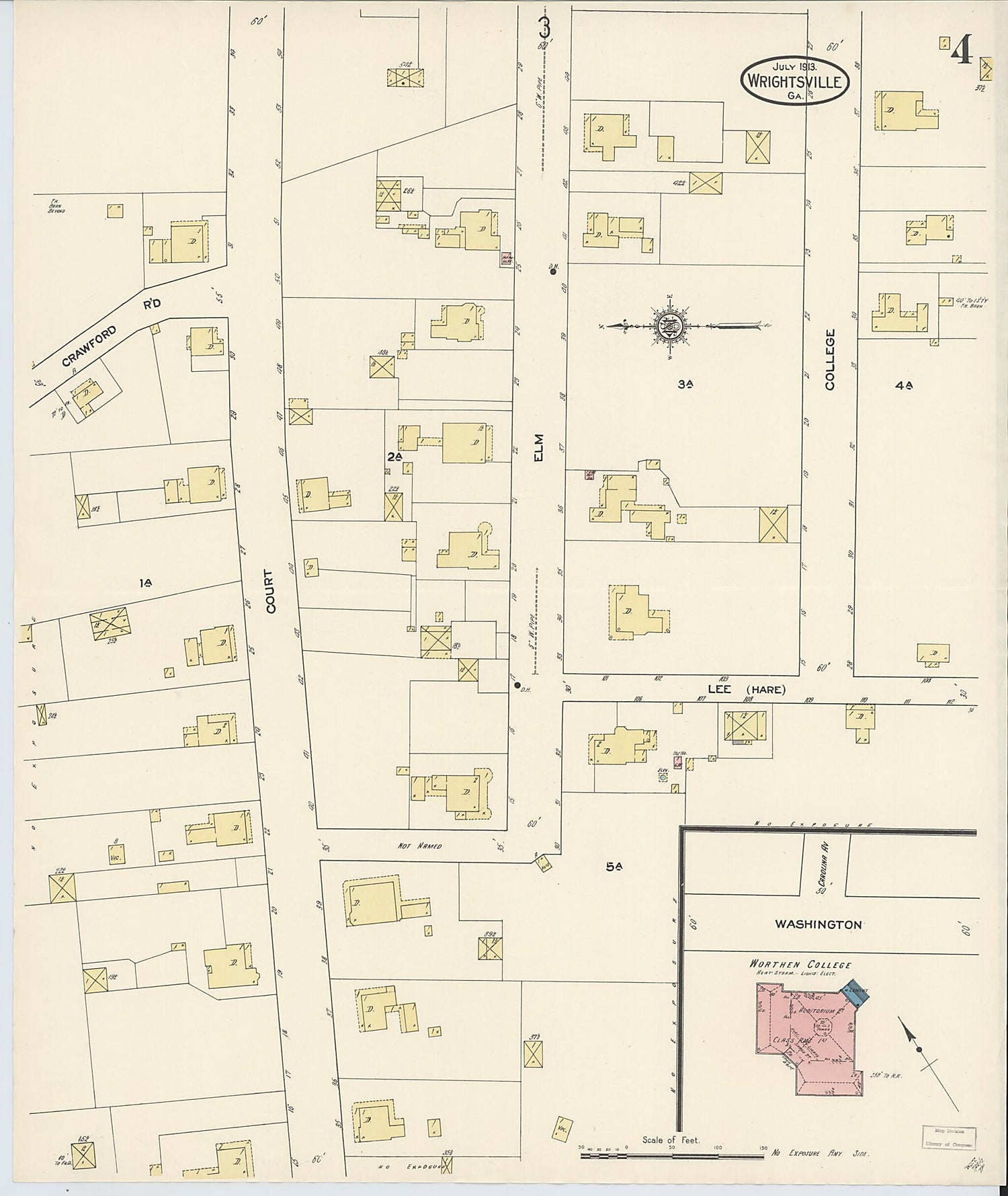 This old map of Wrightsville, Johnson County, Georgia was created by Sanborn Map Company in 1913