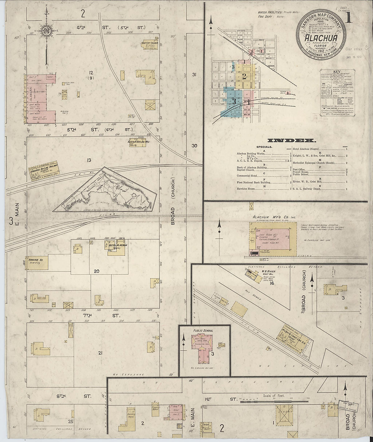 Alachua, Alachua County, Florida 1912 (Sheet 1 of 3) by Relic Map Company
