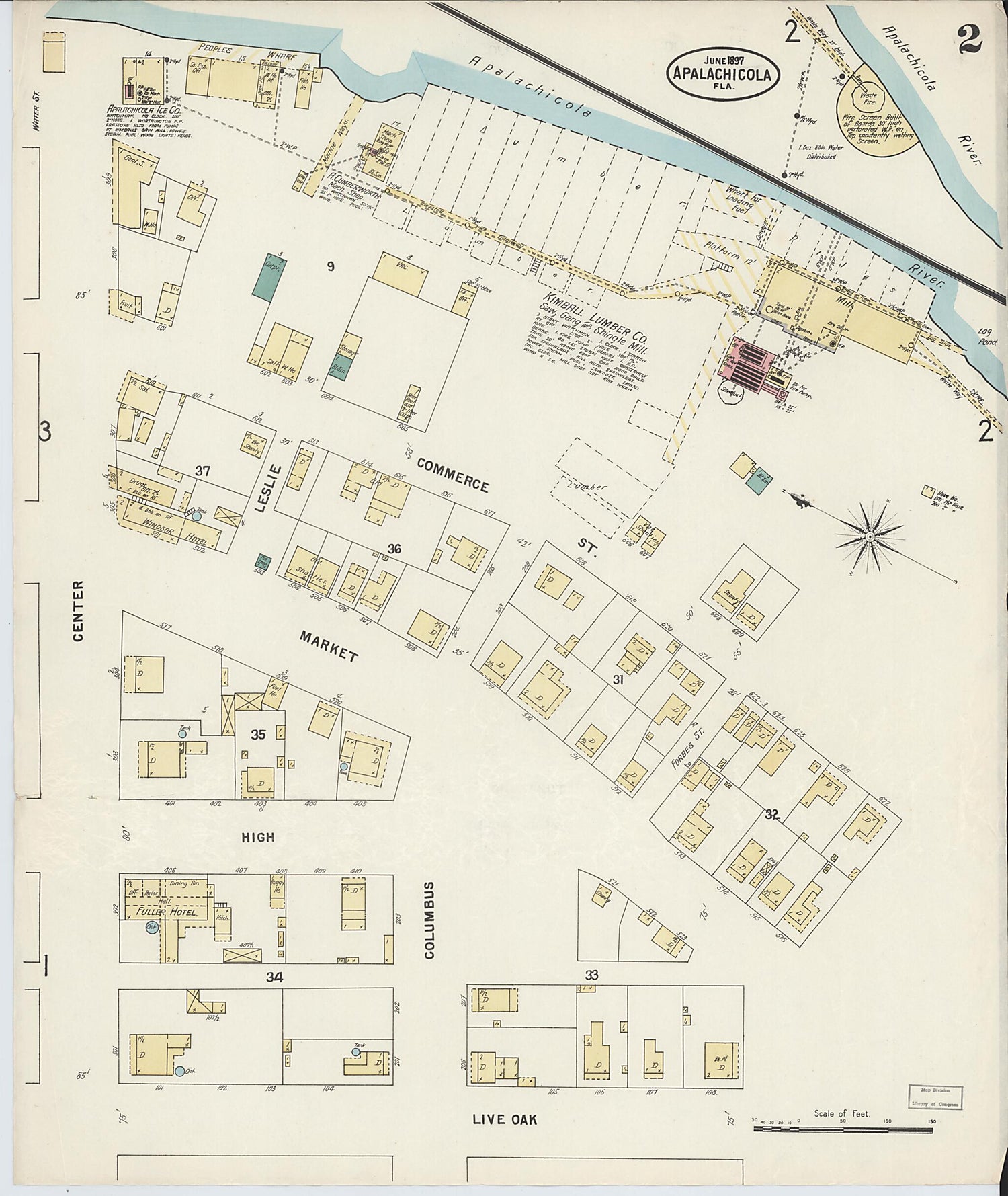 This old map of Apalachicola, Franklin County, Florida was created by Sanborn Map Company in 1897