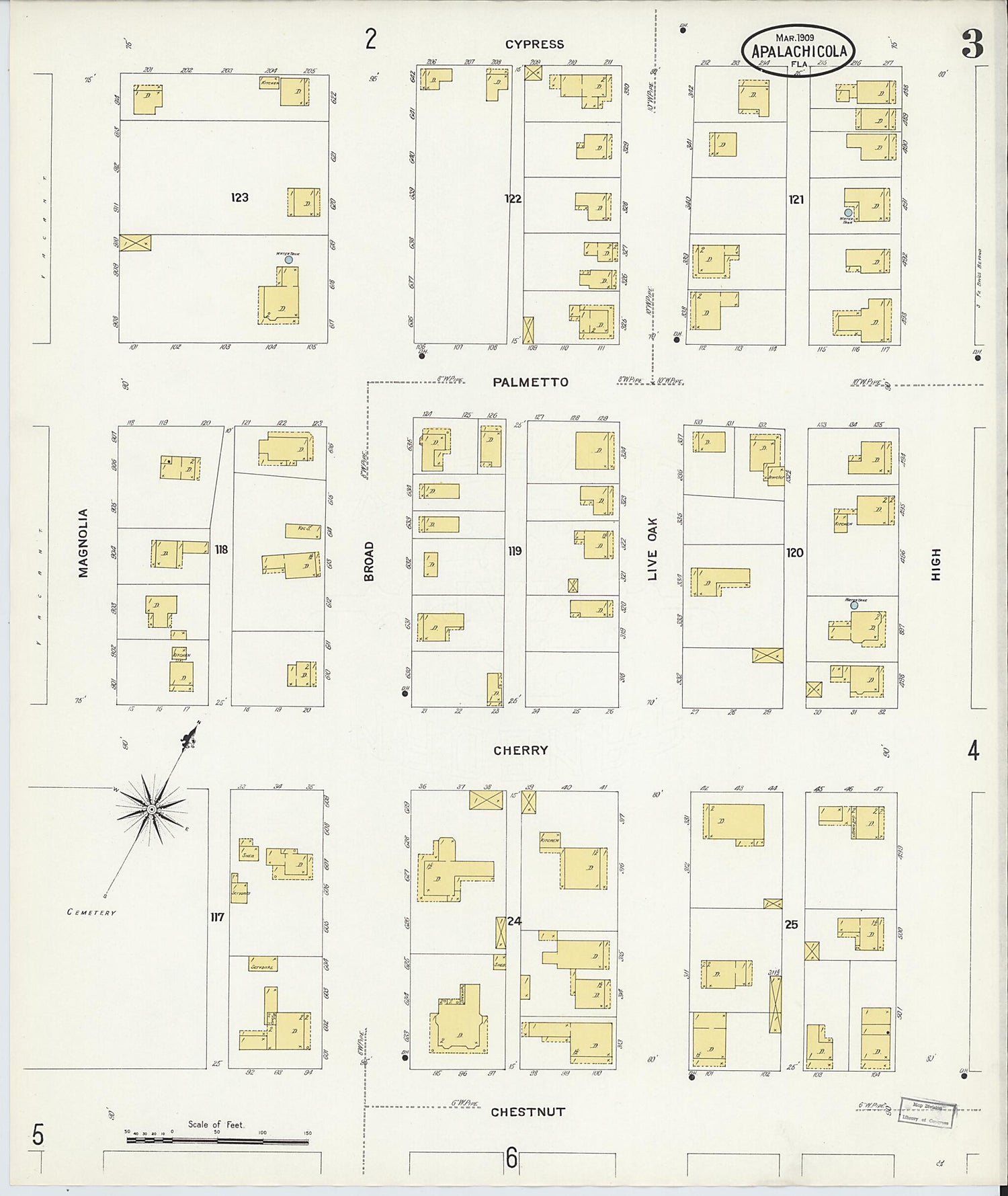 This old map of Apalachicola, Franklin County, Florida was created by Sanborn Map Company in 1909