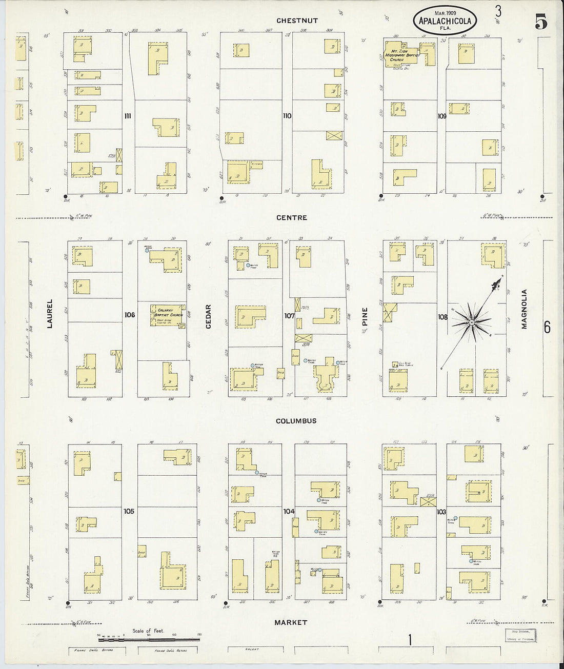 This old map of Apalachicola, Franklin County, Florida was created by Sanborn Map Company in 1909