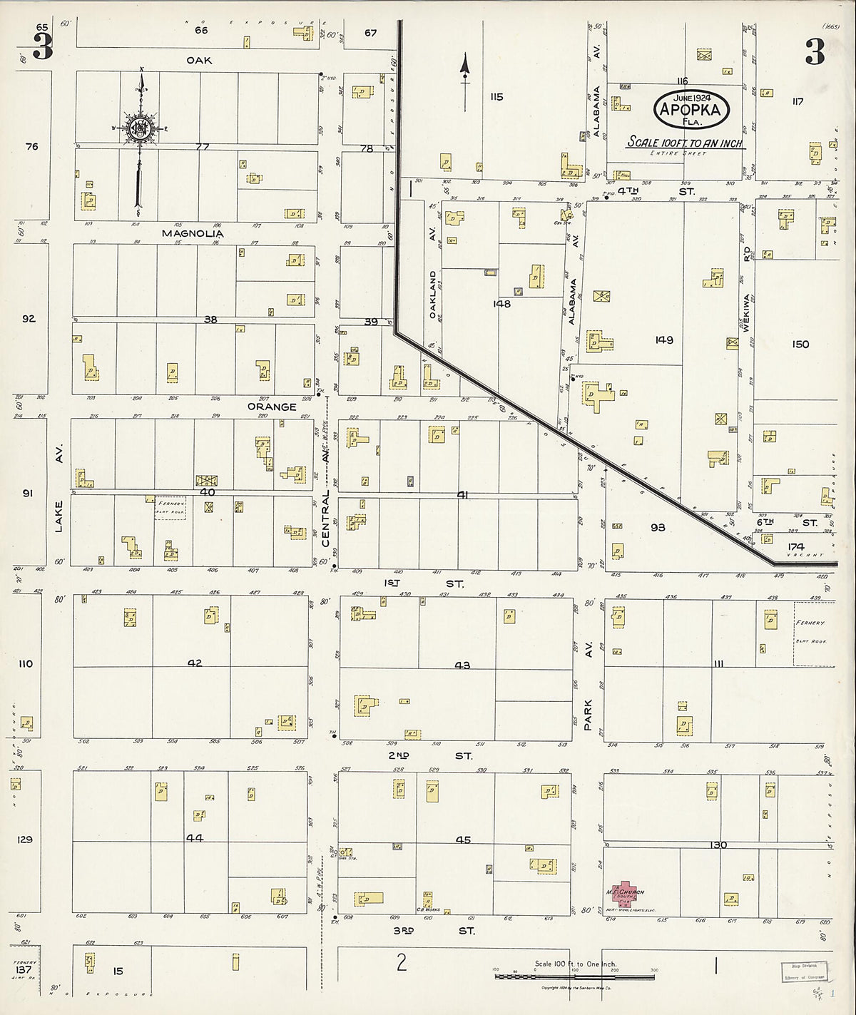 Apopka, Orange County, Florida 1924 (Sheet 3 of 4) by Relic Map Company