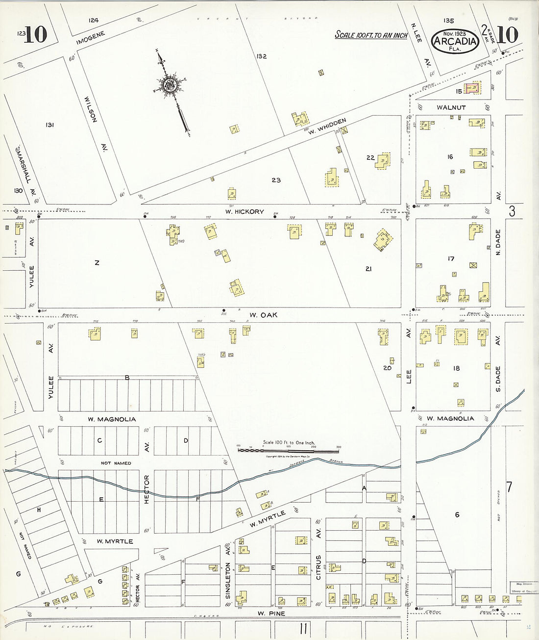 This old map of Nocatee, Desoto County, Florida was created by Sanborn Map Company in 1923