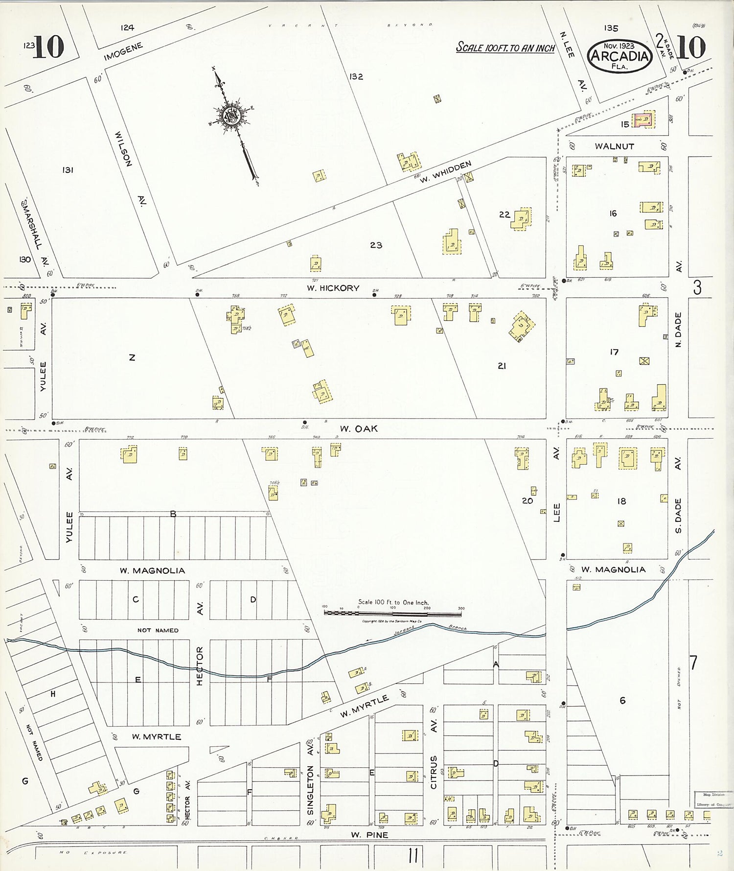 This old map of Nocatee, Desoto County, Florida was created by Sanborn Map Company in 1923