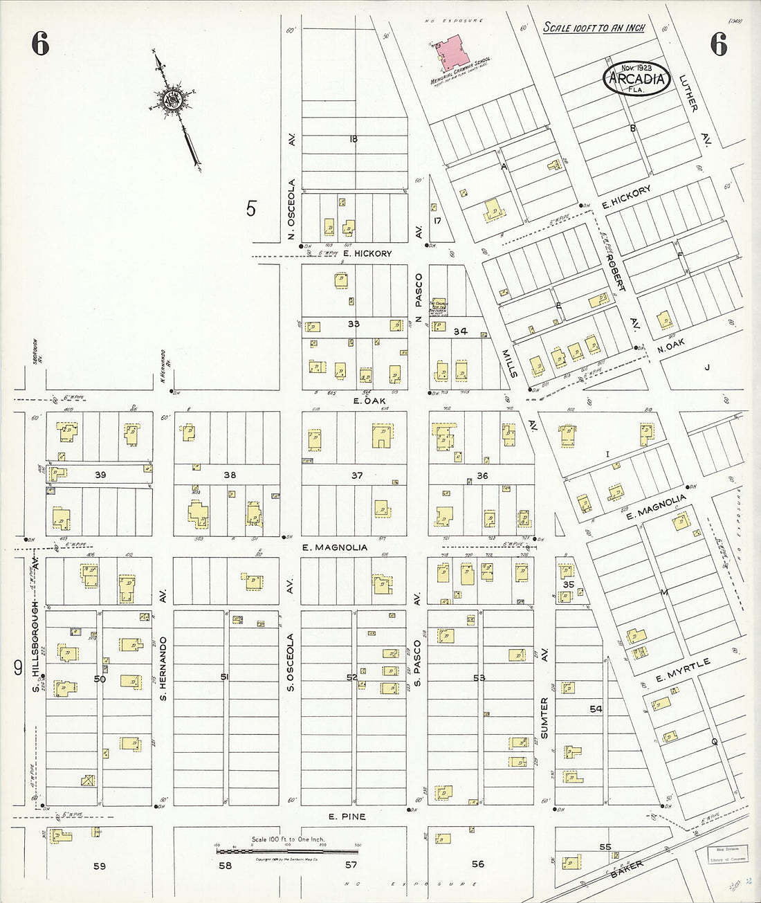 This old map of Nocatee, Desoto County, Florida was created by Sanborn Map Company in 1923