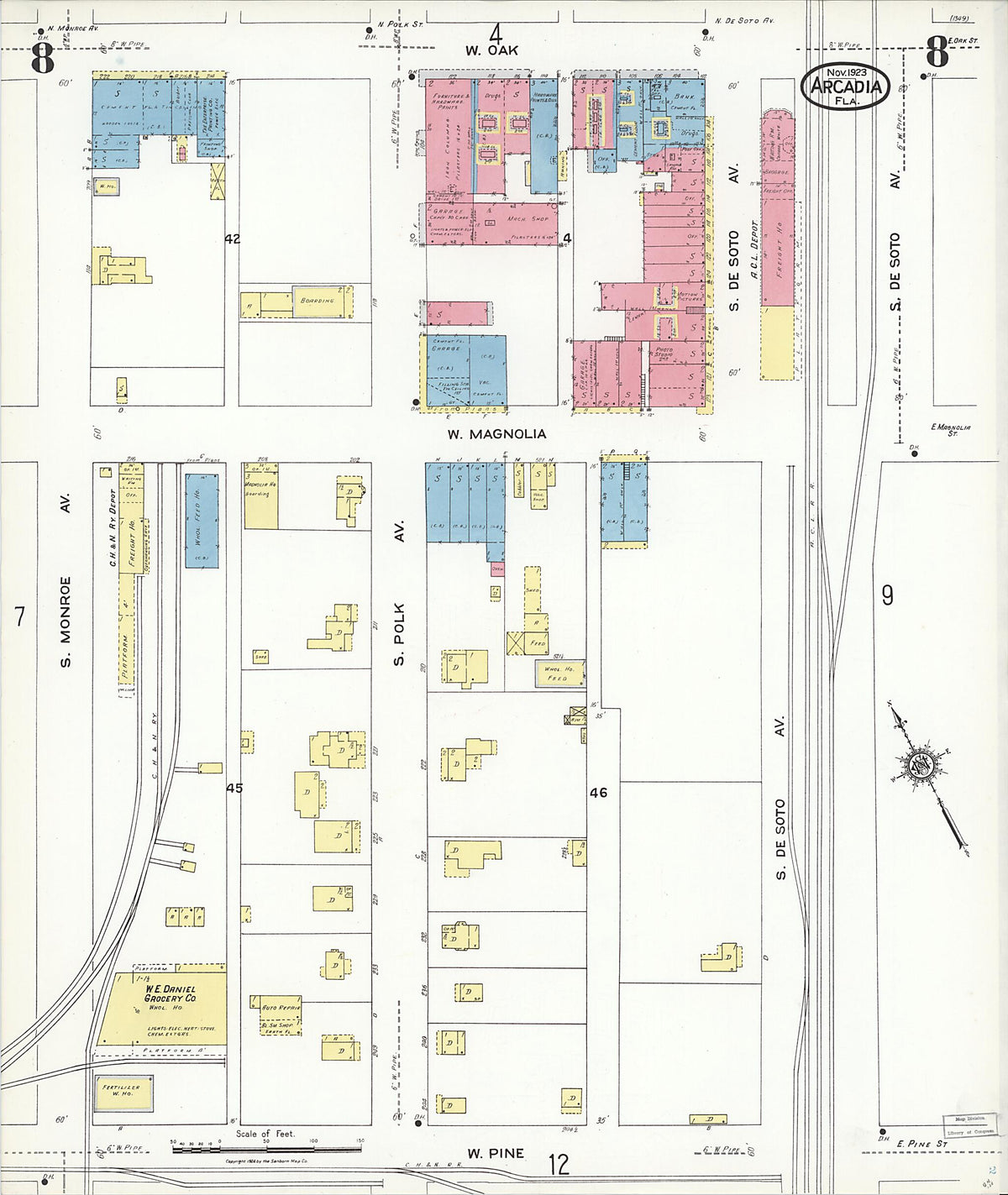 Arcadia, DeSoto County, Florida 1923 (Sheet 8) by Relic Map Company