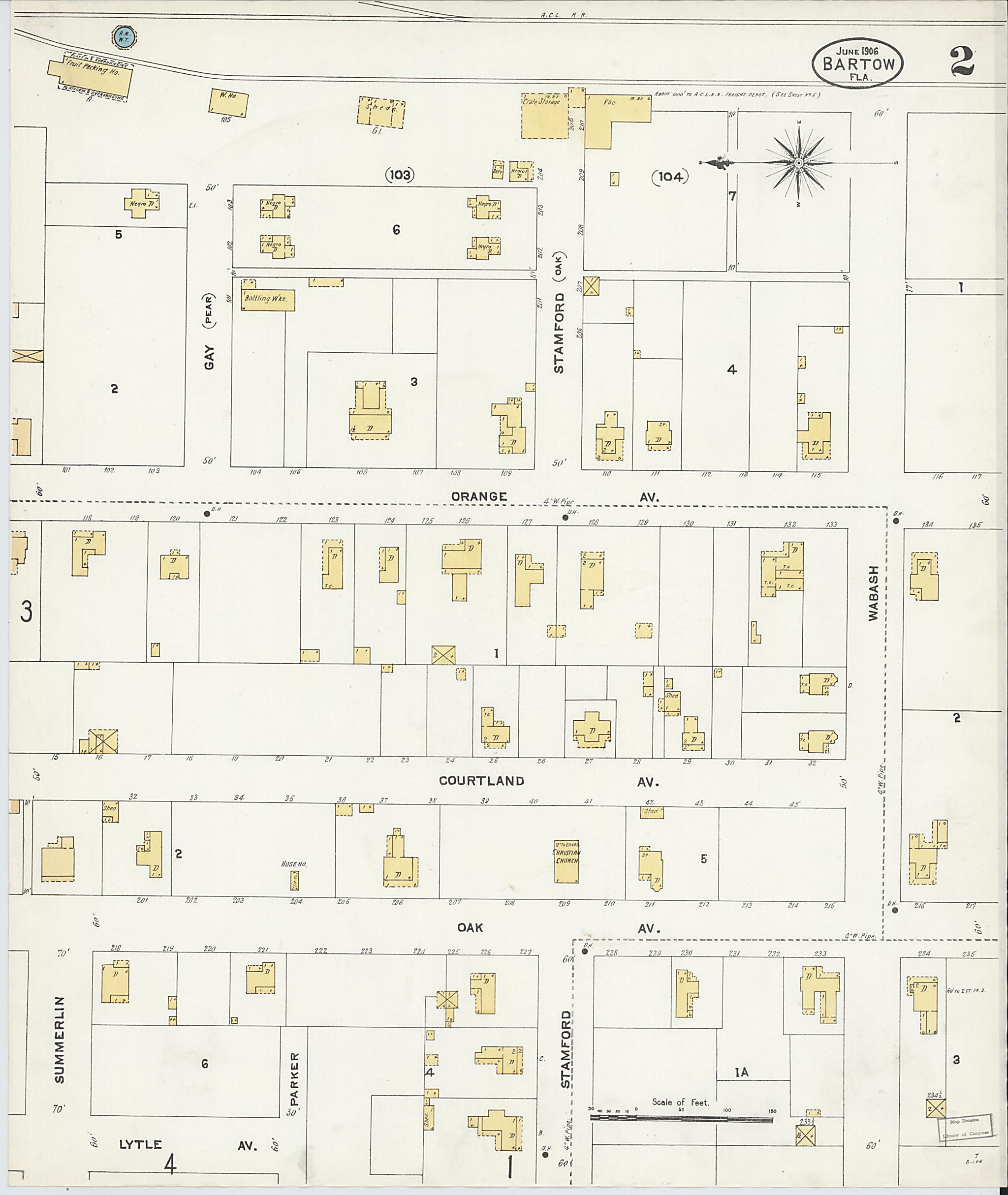 This old map of Bartow, Polk County, Florida was created by Sanborn Map Company in 1906
