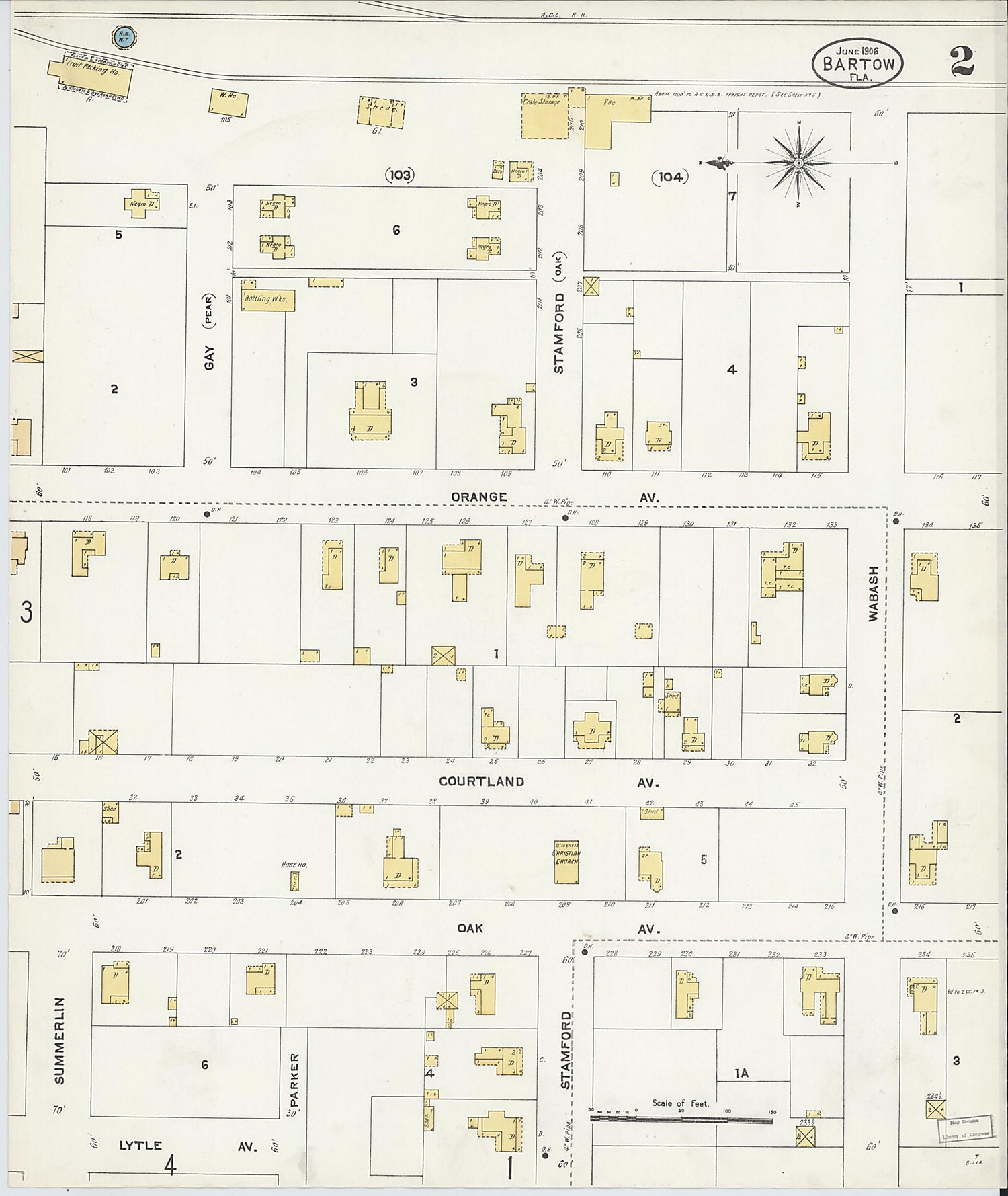 This old map of Bartow, Polk County, Florida was created by Sanborn Map Company in 1906