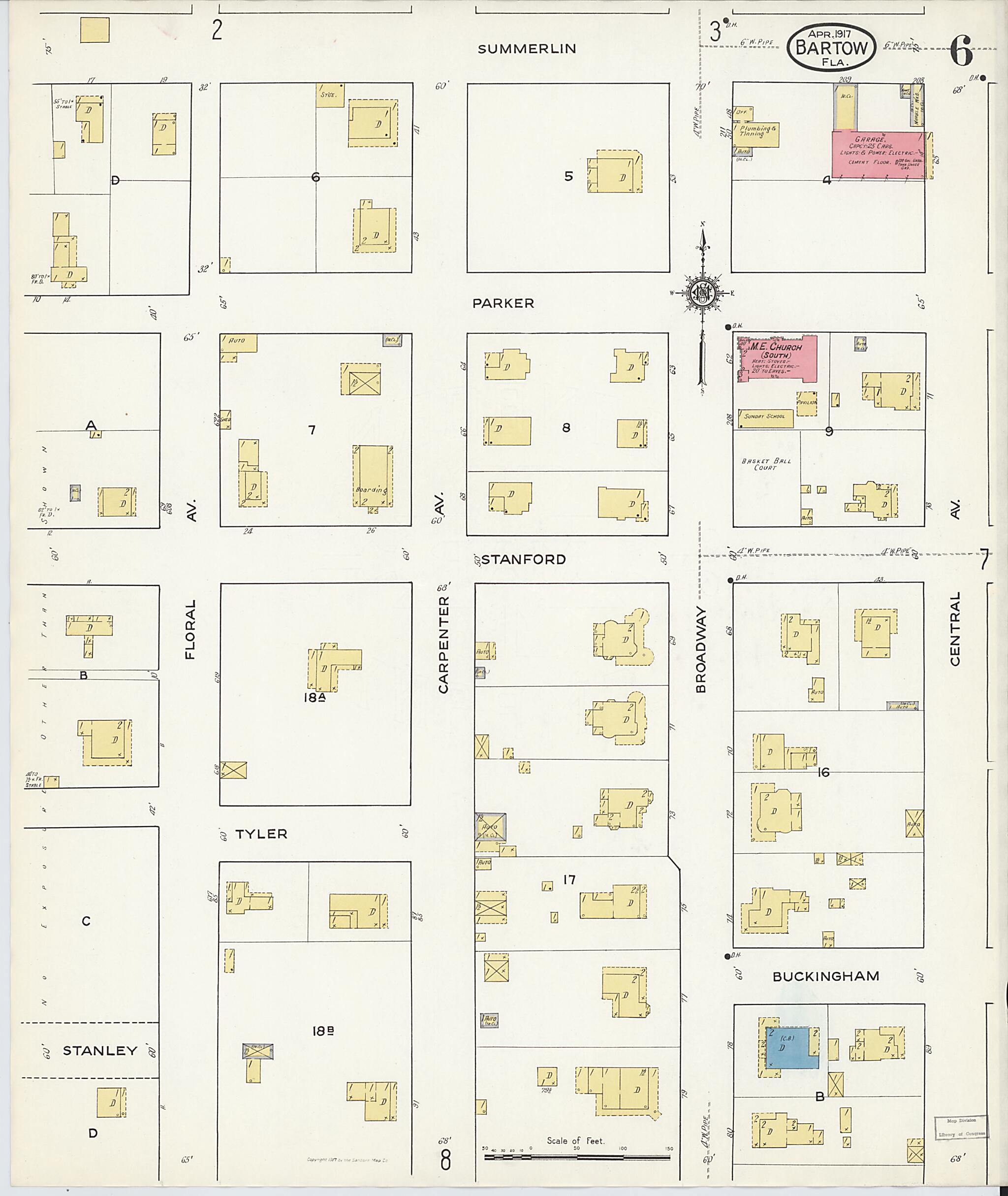 This old map of Bartow, Polk County, Florida was created by Sanborn Map Company in 1917