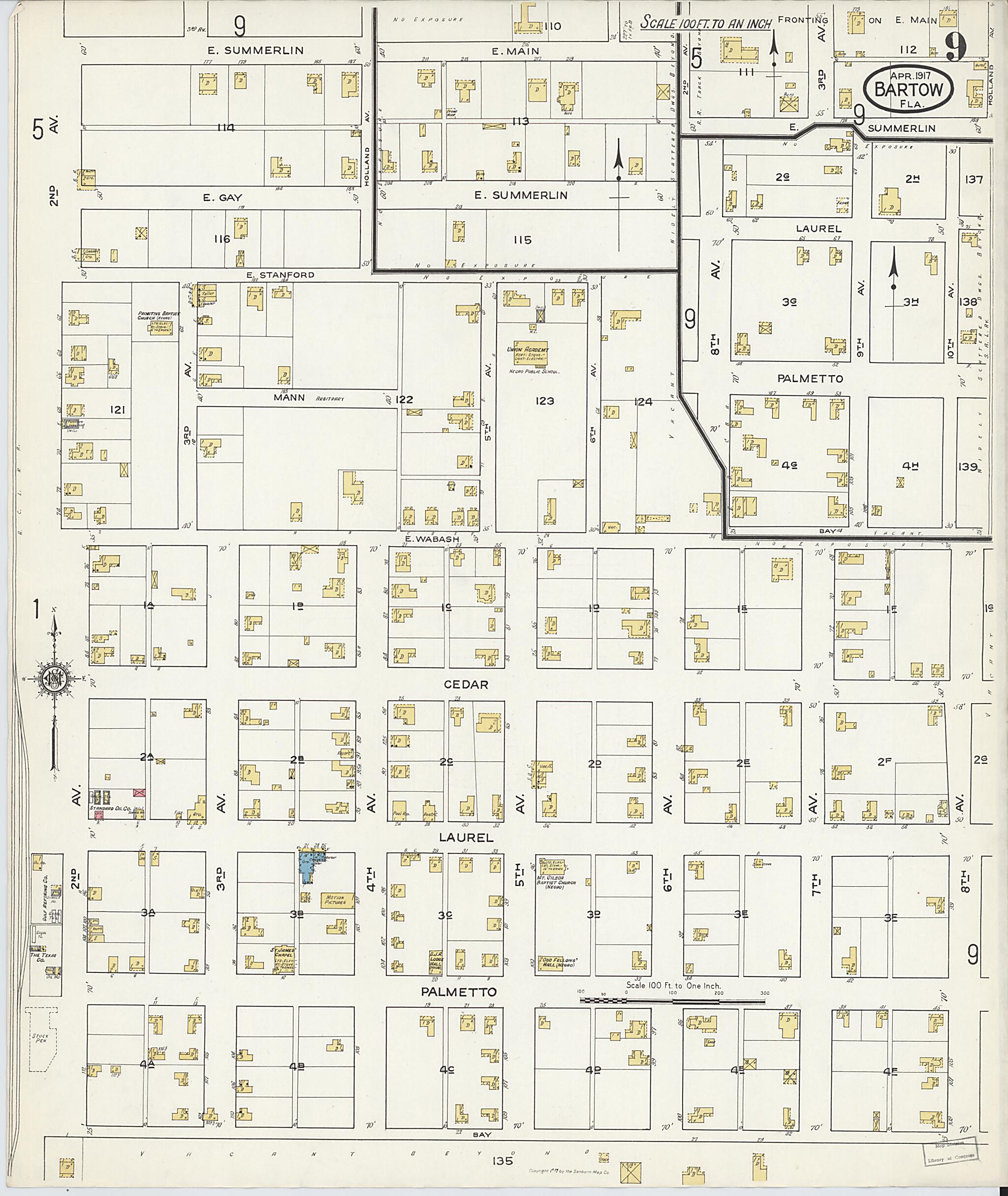 This old map of Bartow, Polk County, Florida was created by Sanborn Map Company in 1917