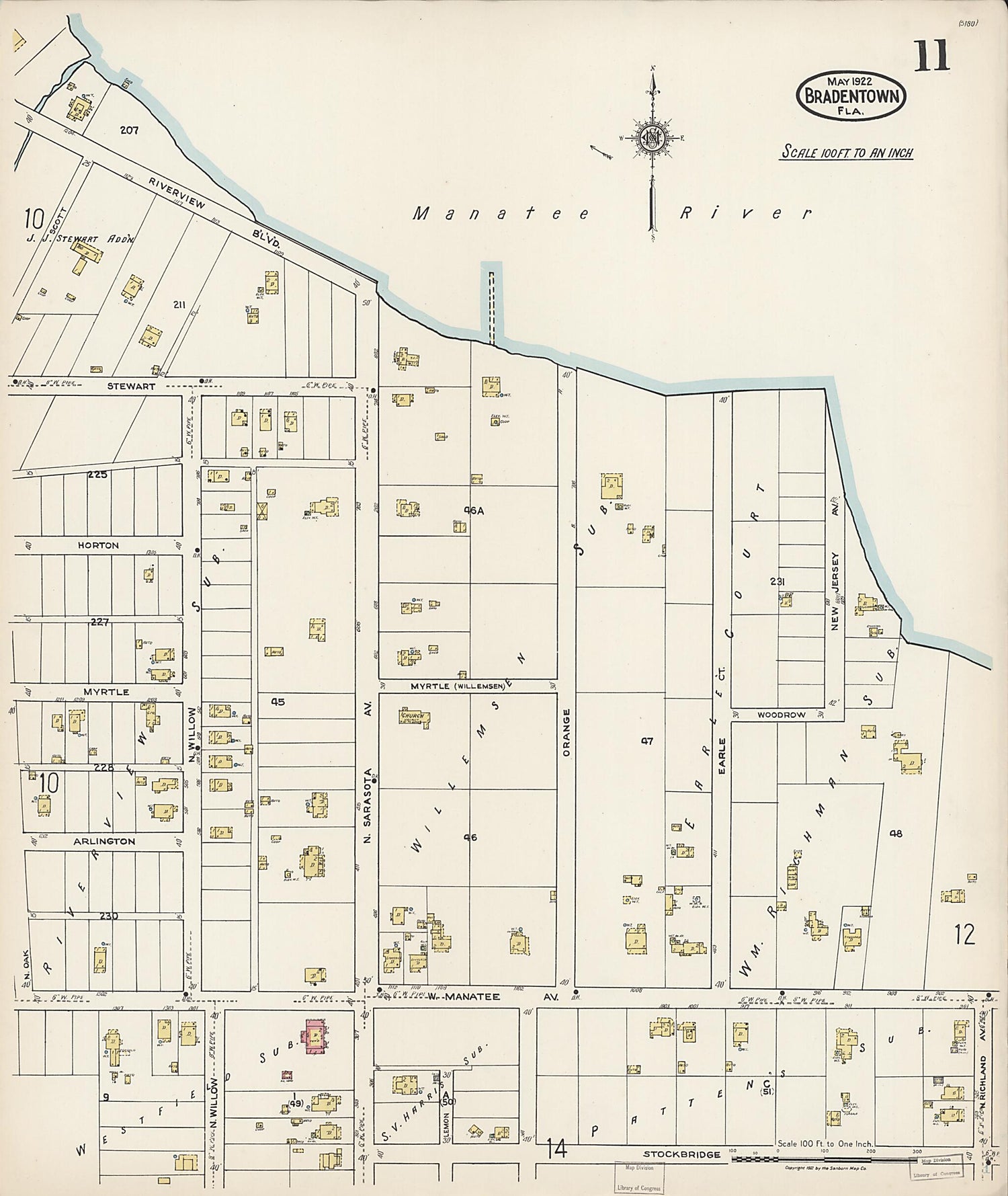 This old map of Manatee, Manatee County, Florida was created by Sanborn Map Company in 1922