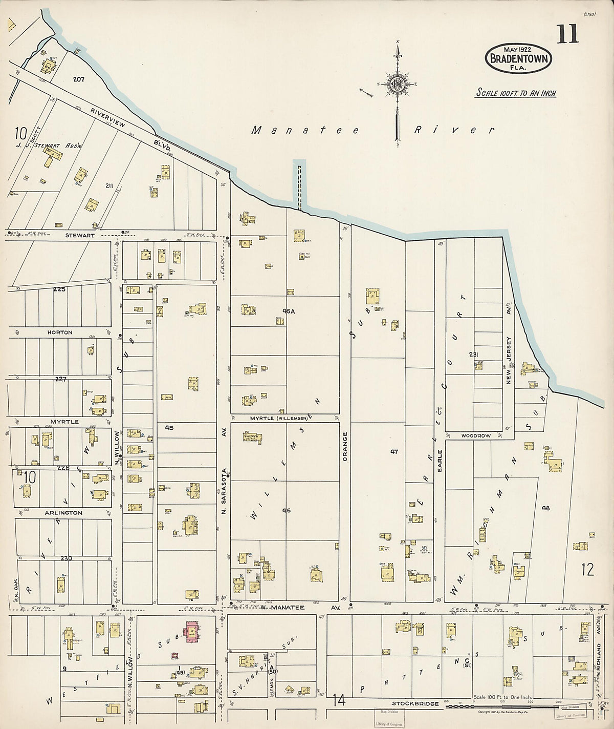 Bradentown, Manatee County, Florida 1922 (Sheet 11) by Relic Map Company