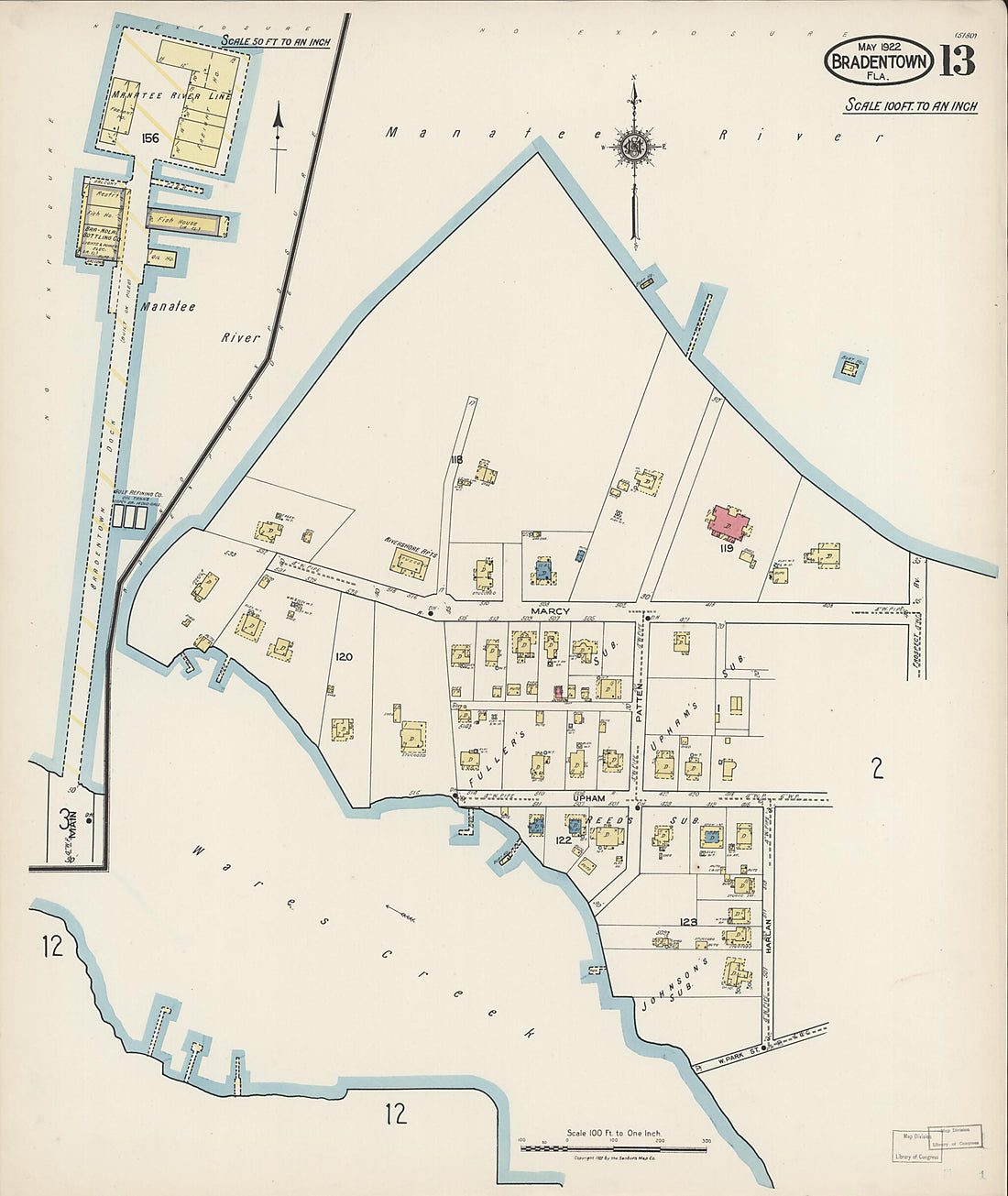 This old map of Manatee, Manatee County, Florida was created by Sanborn Map Company in 1922