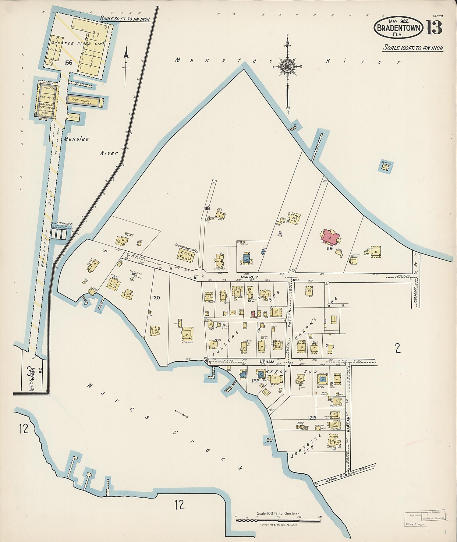This old map of Manatee, Manatee County, Florida was created by Sanborn Map Company in 1922