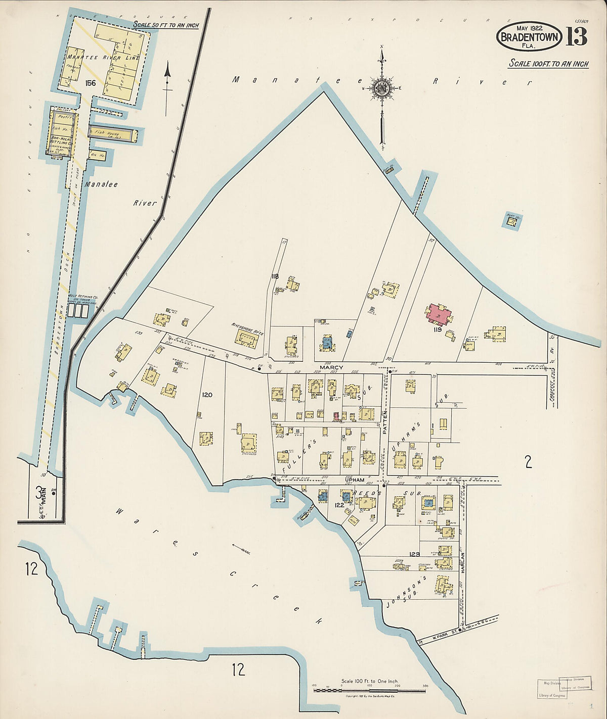 Bradentown, Manatee County, Florida 1922 (Sheet 13) by Relic Map Company