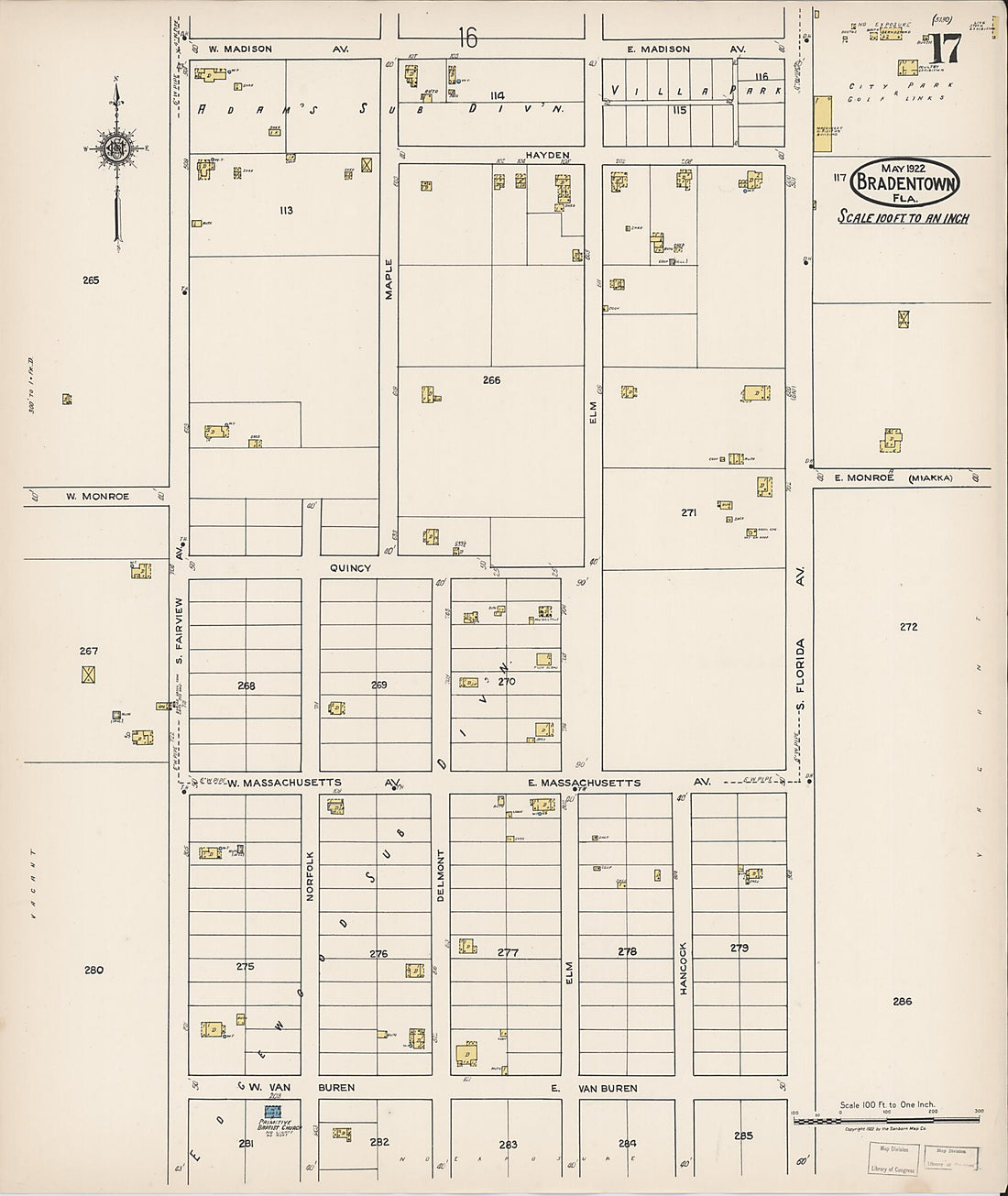 This old map of Manatee, Manatee County, Florida was created by Sanborn Map Company in 1922