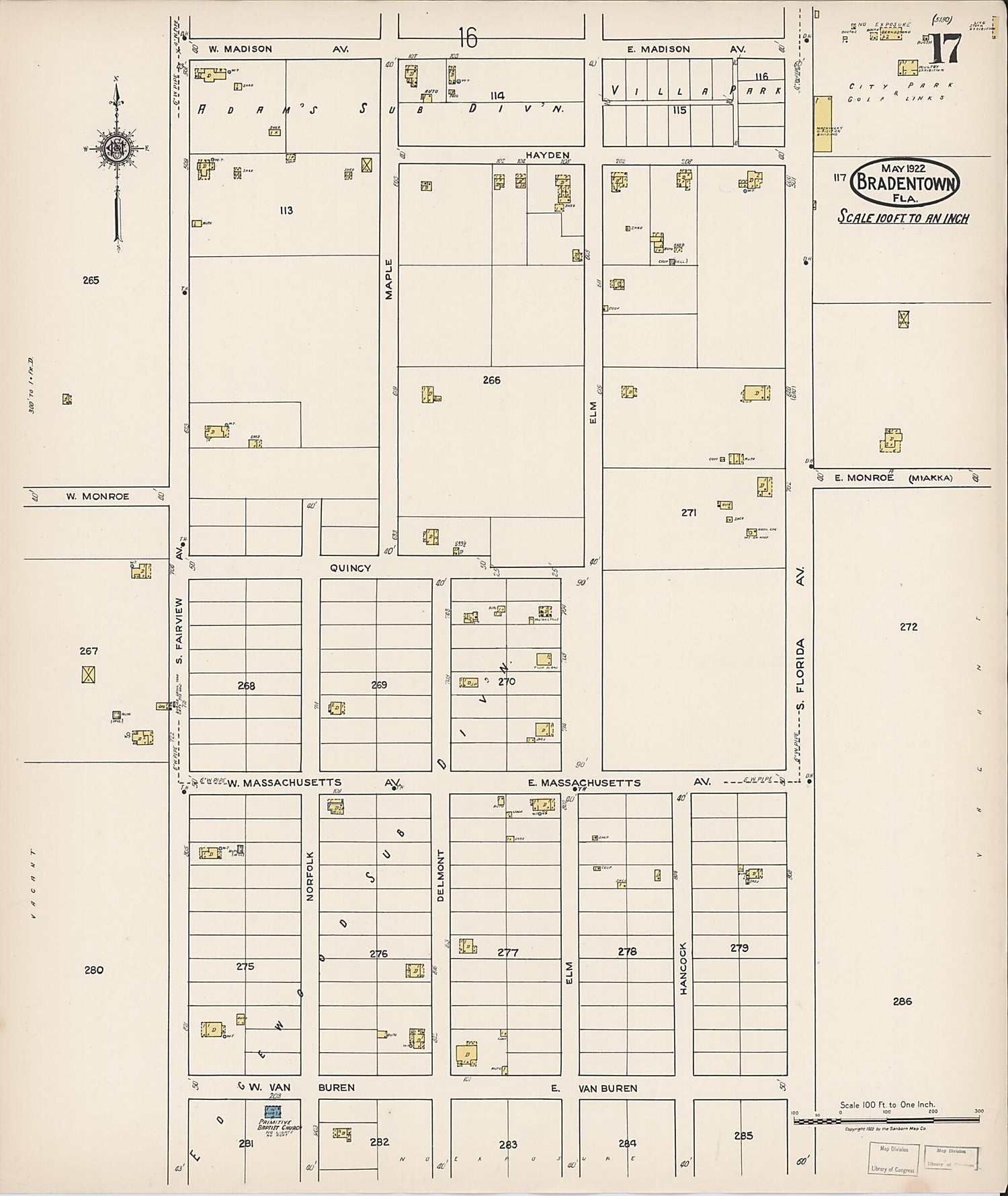 This old map of Manatee, Manatee County, Florida was created by Sanborn Map Company in 1922