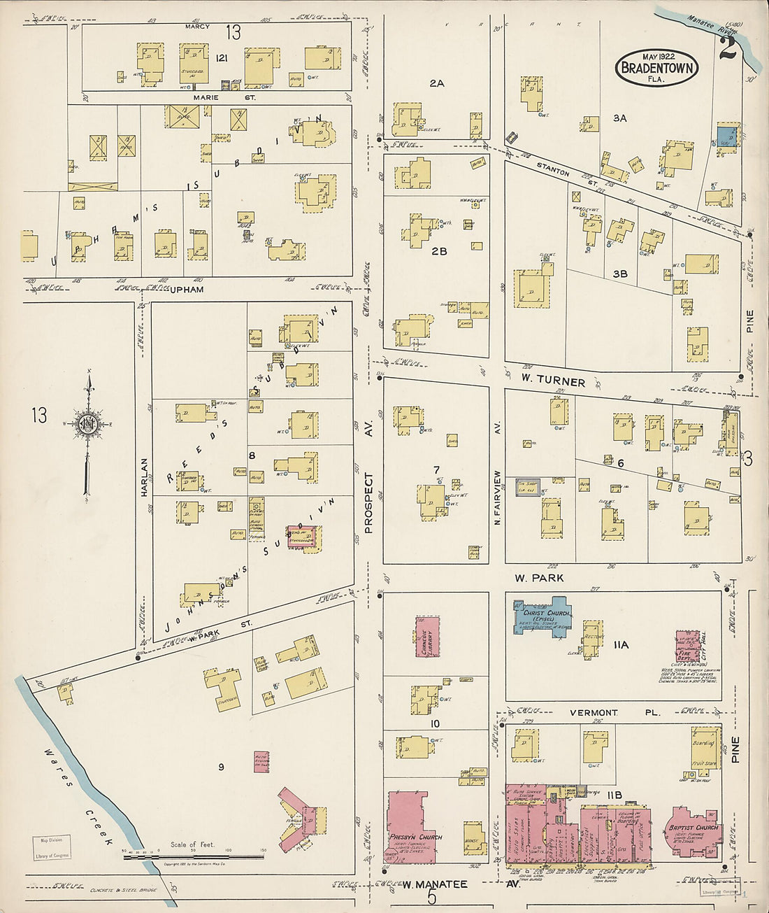This old map of Manatee, Manatee County, Florida was created by Sanborn Map Company in 1922