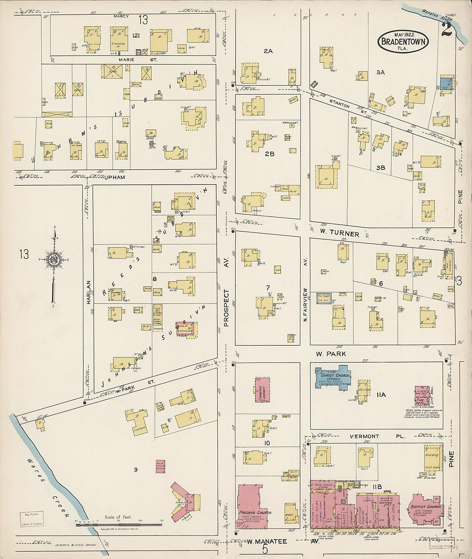 This old map of Manatee, Manatee County, Florida was created by Sanborn Map Company in 1922
