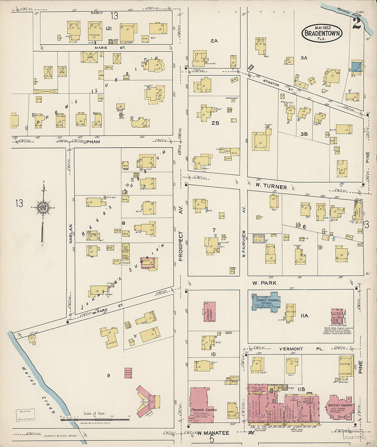 Bradentown, Manatee County, Florida 1922 (Sheet 2) by Relic Map Company