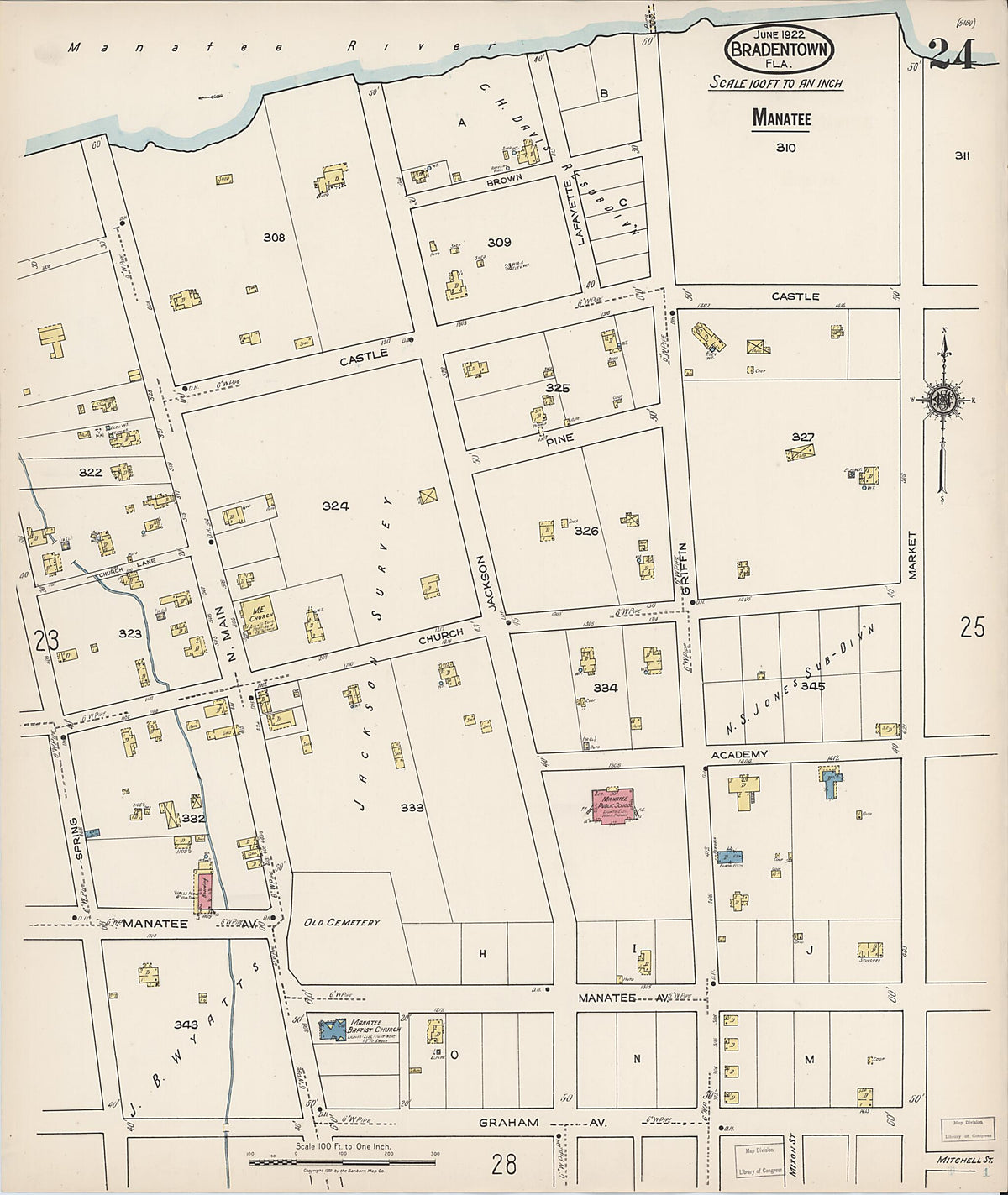 Bradentown, Manatee County, Florida 1922 (Sheet 22) by Relic Map Company