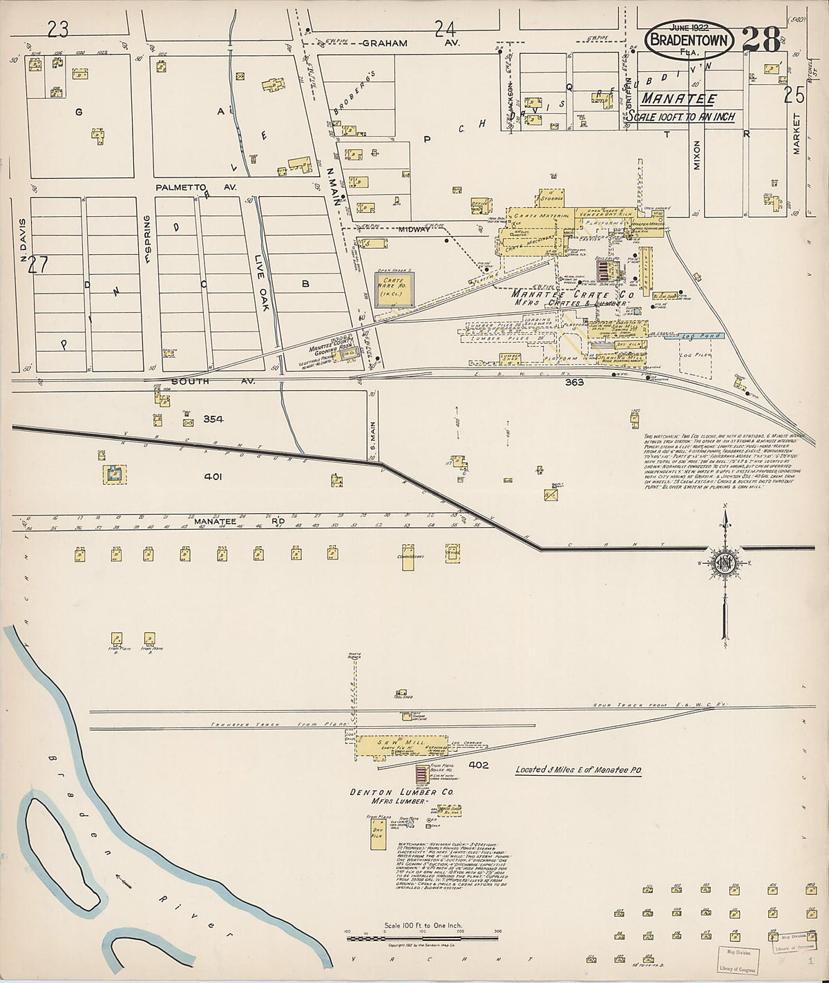 Bradentown, Manatee County, Florida 1922 (Sheet 26) by Relic Map Company