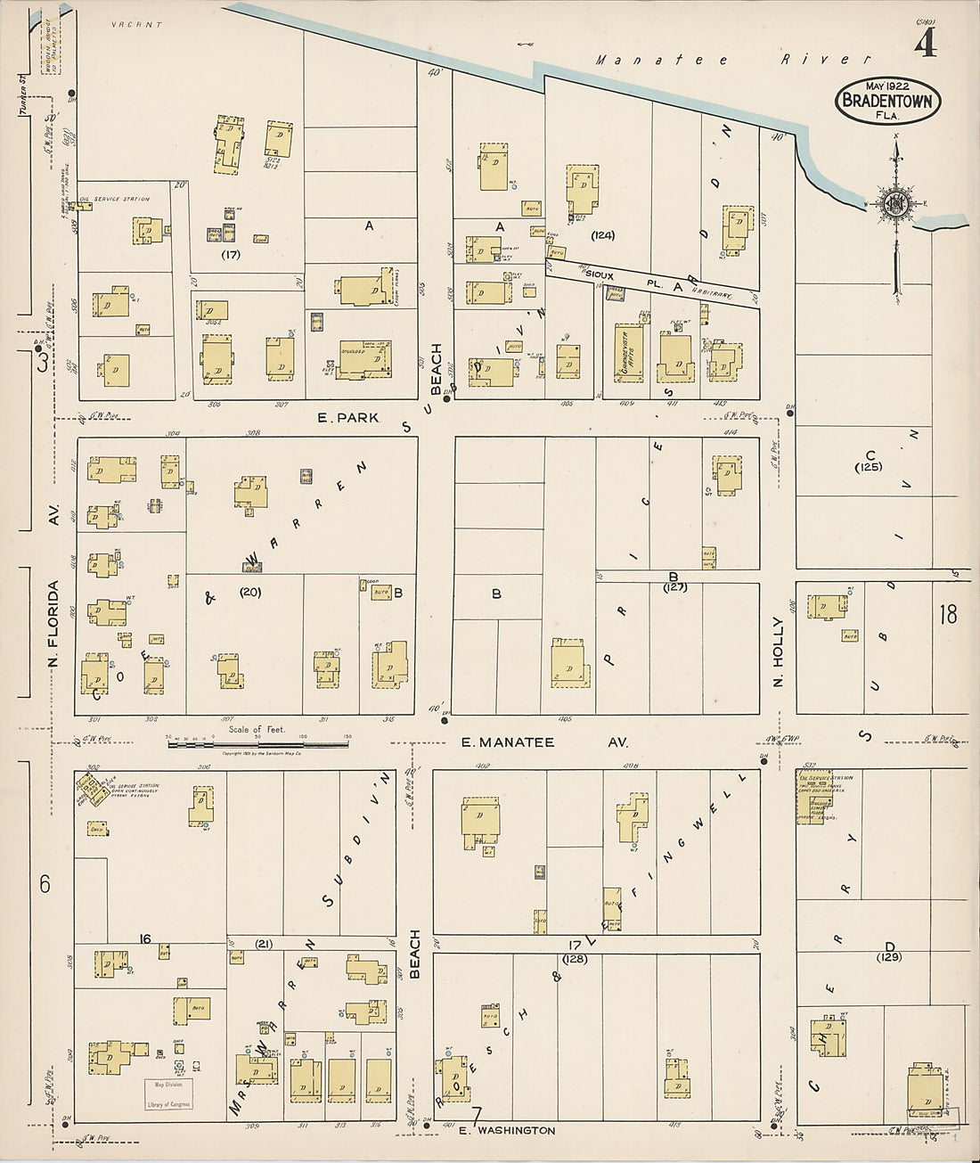 This old map of Manatee, Manatee County, Florida was created by Sanborn Map Company in 1922
