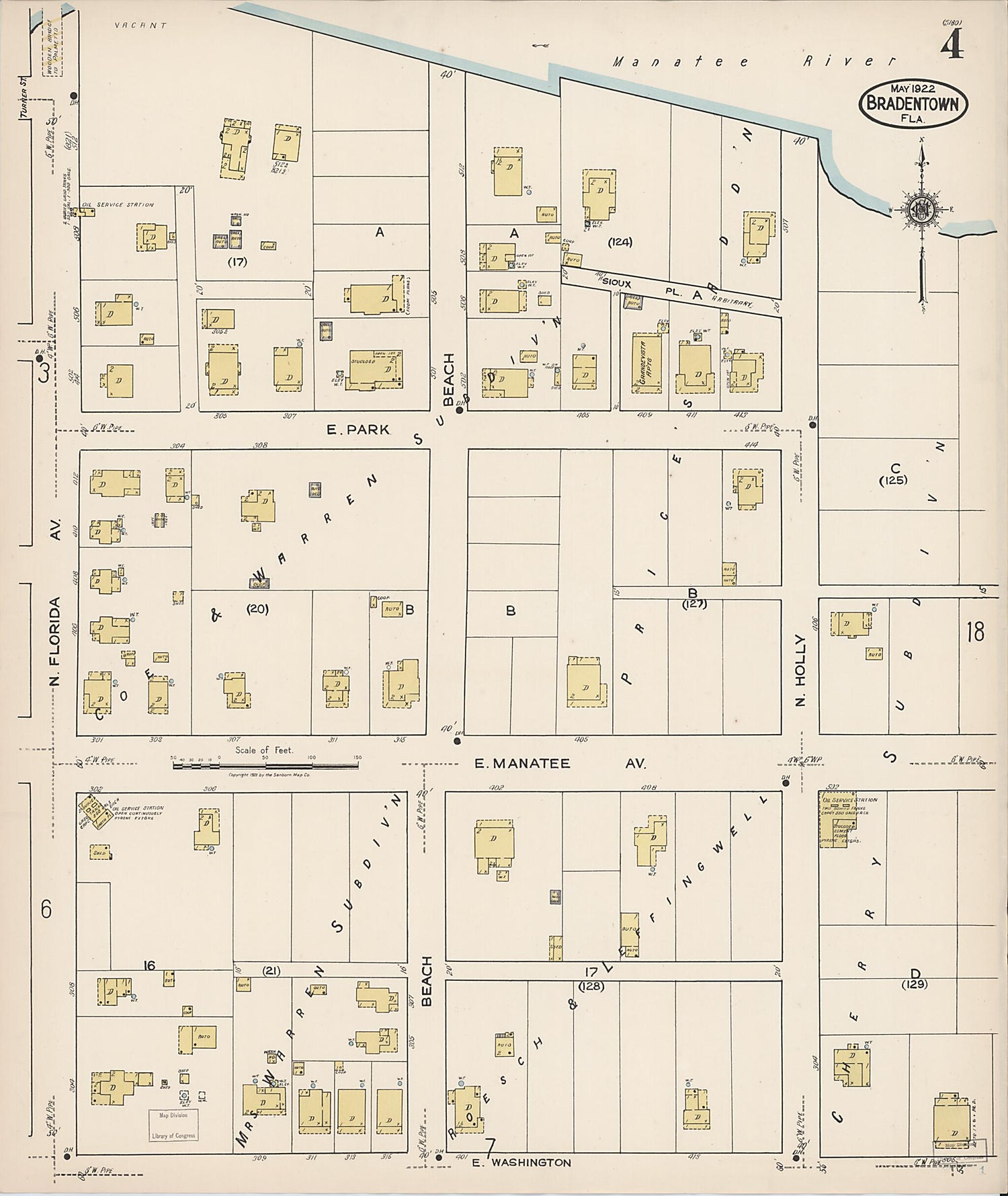 This old map of Manatee, Manatee County, Florida was created by Sanborn Map Company in 1922