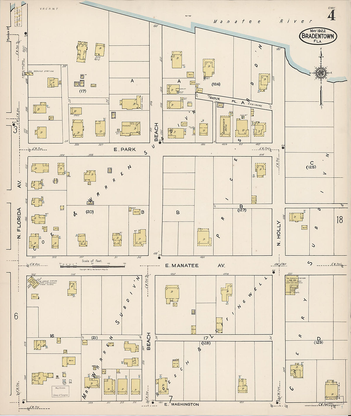 Bradentown, Manatee County, Florida 1922 (Sheet 4) by Relic Map Company