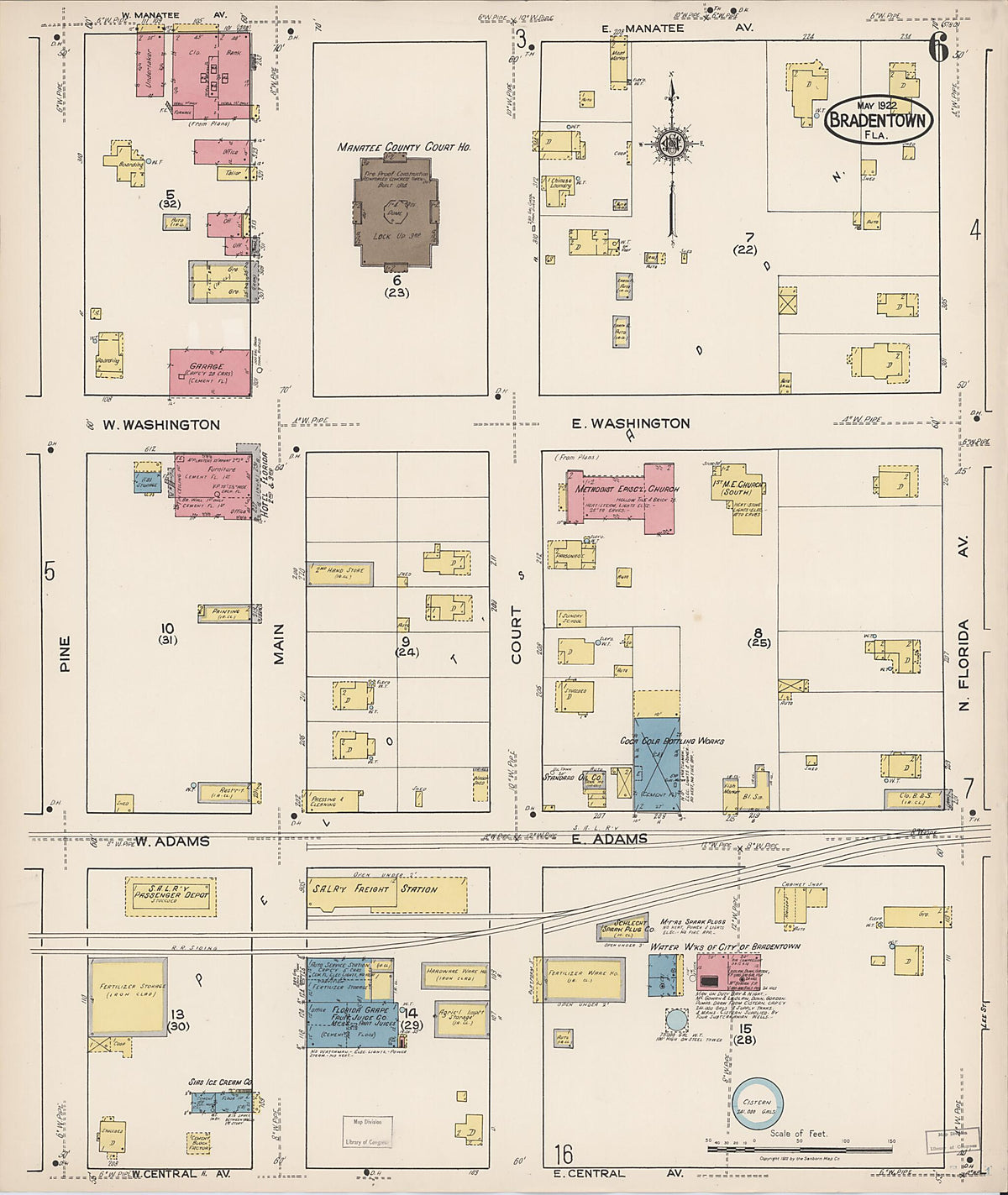 Bradentown, Manatee County, Florida 1922 (Sheet 6) by Relic Map Company