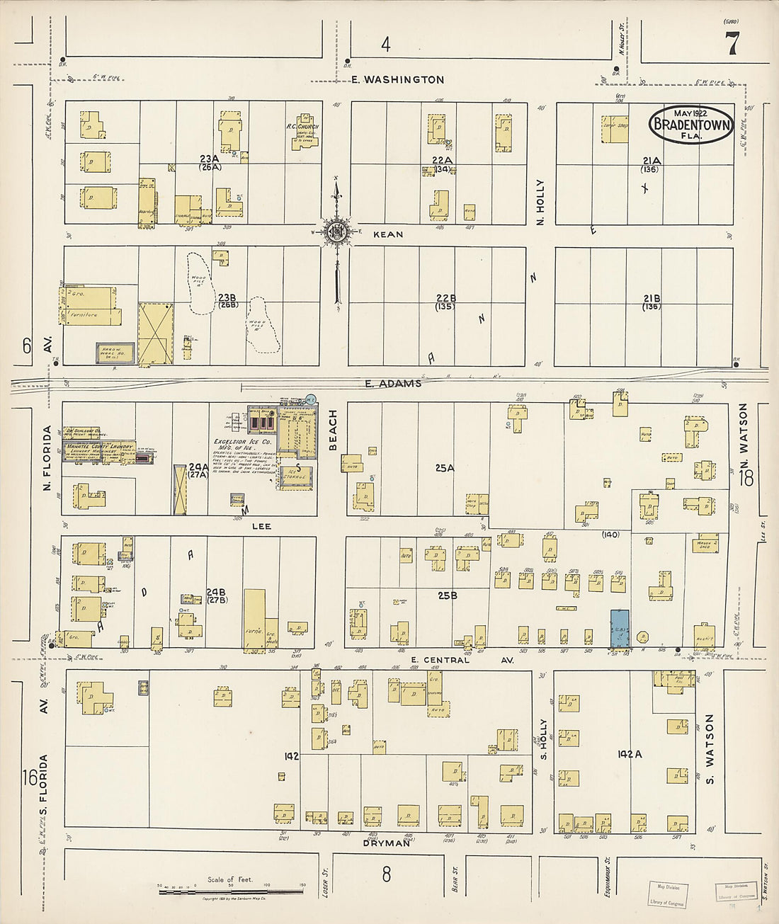 This old map of Manatee, Manatee County, Florida was created by Sanborn Map Company in 1922