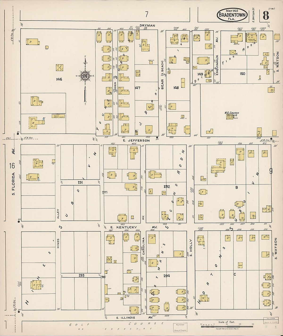 Bradentown, Manatee County, Florida 1922 (Sheet 8) by Relic Map Company