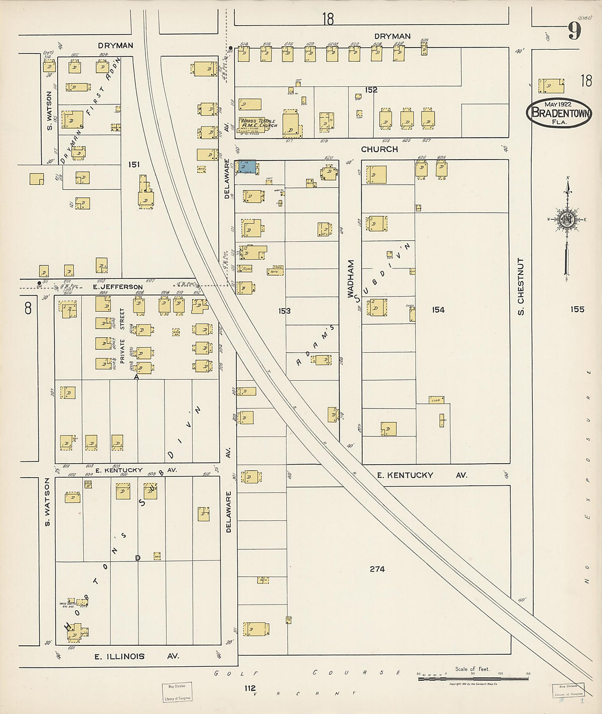 Bradentown, Manatee County, Florida 1922 (Sheet 9) by Relic Map Company