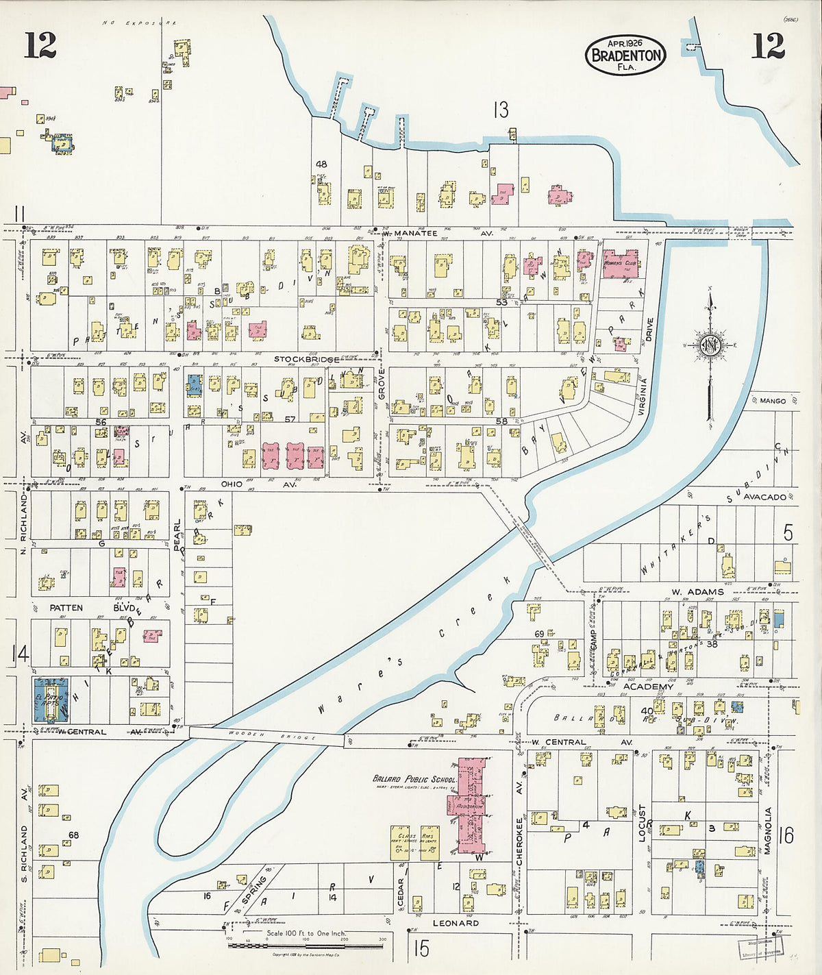 Bradentown, Manatee County, Florida 1926 (Sheet 12) by Relic Map Company