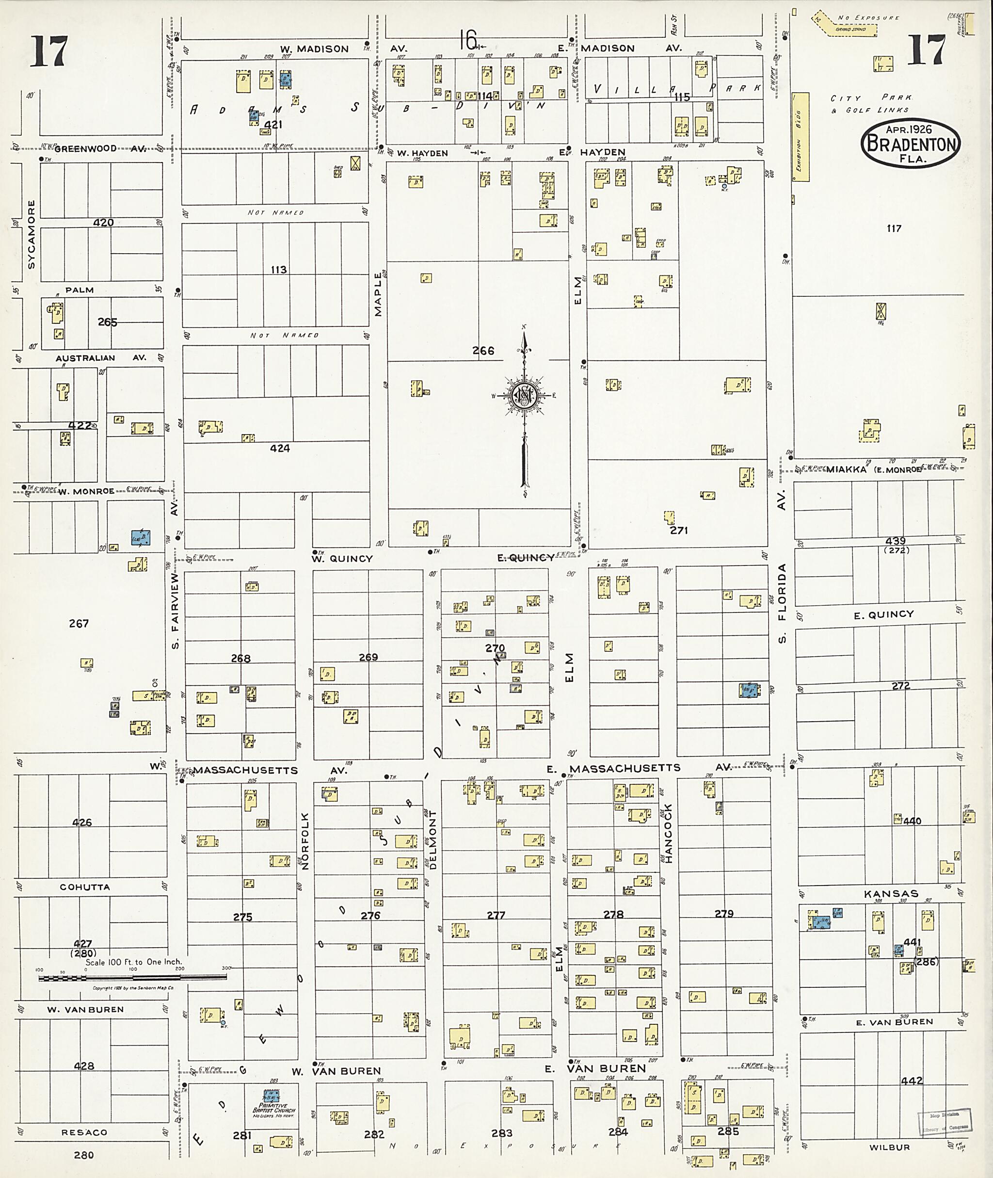 This old map of Manatee, Manatee County, Florida was created by Sanborn Map Company in 1926