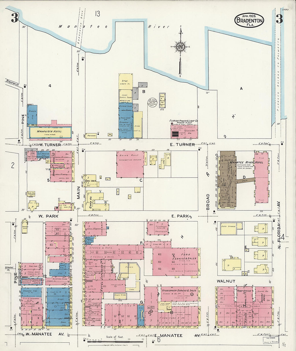 Bradentown, Manatee County, Florida 1926 (Sheet 3) by Relic Map Company