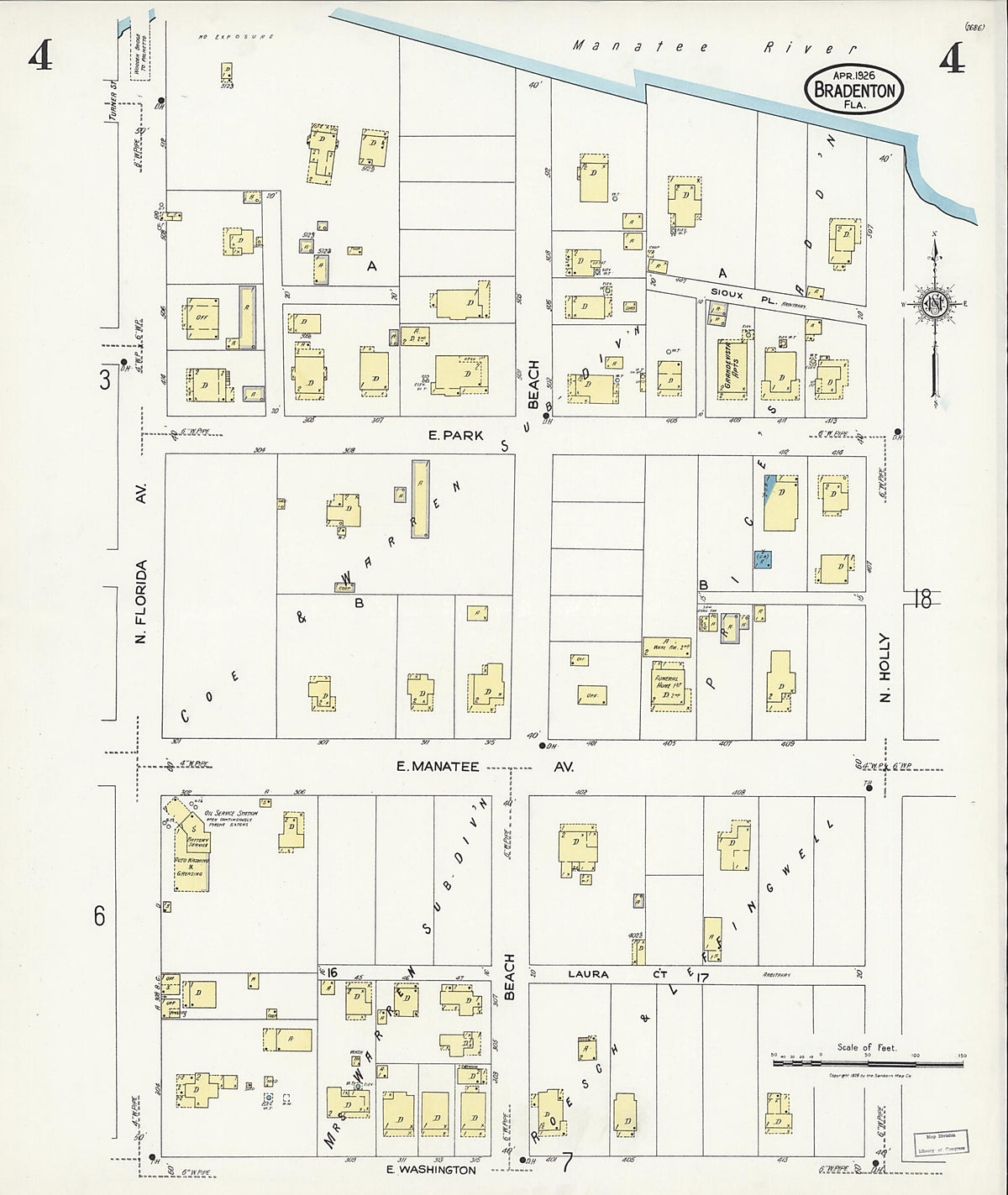 Bradentown, Manatee County, Florida 1926 (Sheet 4) by Relic Map Company