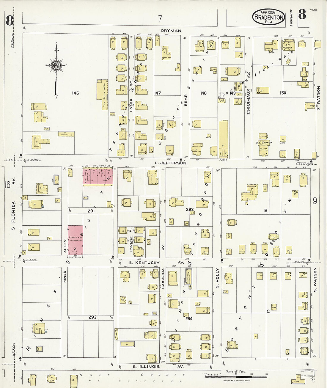 This old map of Manatee, Manatee County, Florida was created by Sanborn Map Company in 1926