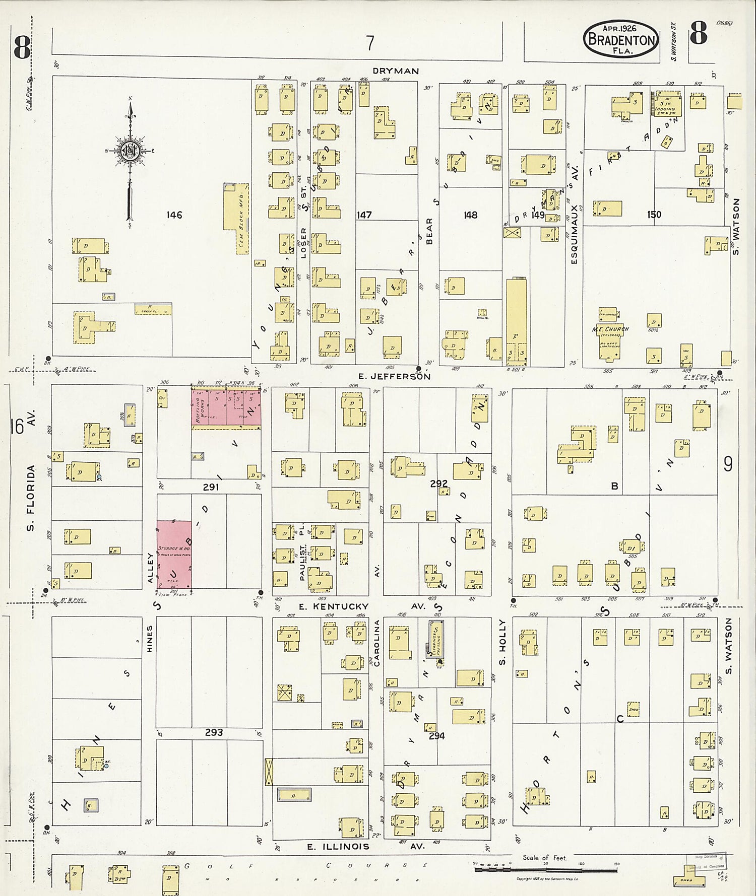 This old map of Manatee, Manatee County, Florida was created by Sanborn Map Company in 1926