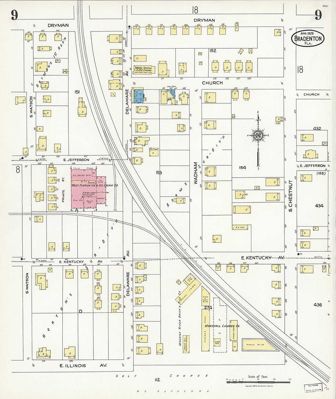 This old map of Manatee, Manatee County, Florida was created by Sanborn Map Company in 1926