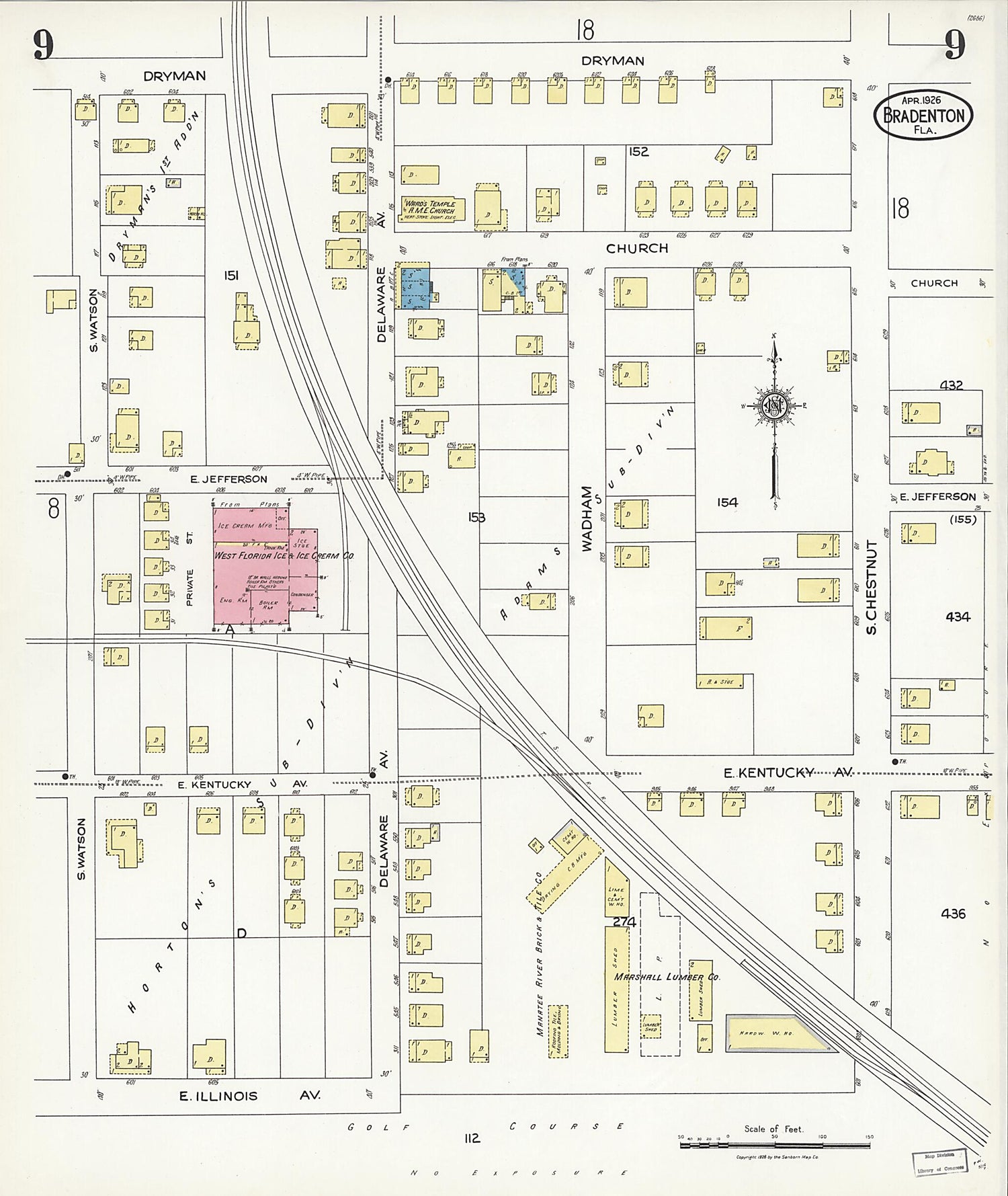 This old map of Manatee, Manatee County, Florida was created by Sanborn Map Company in 1926