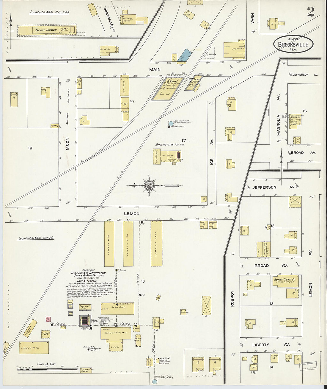 This old map of Brooksville, Hernando County, Florida was created by Sanborn Map Company in 1911