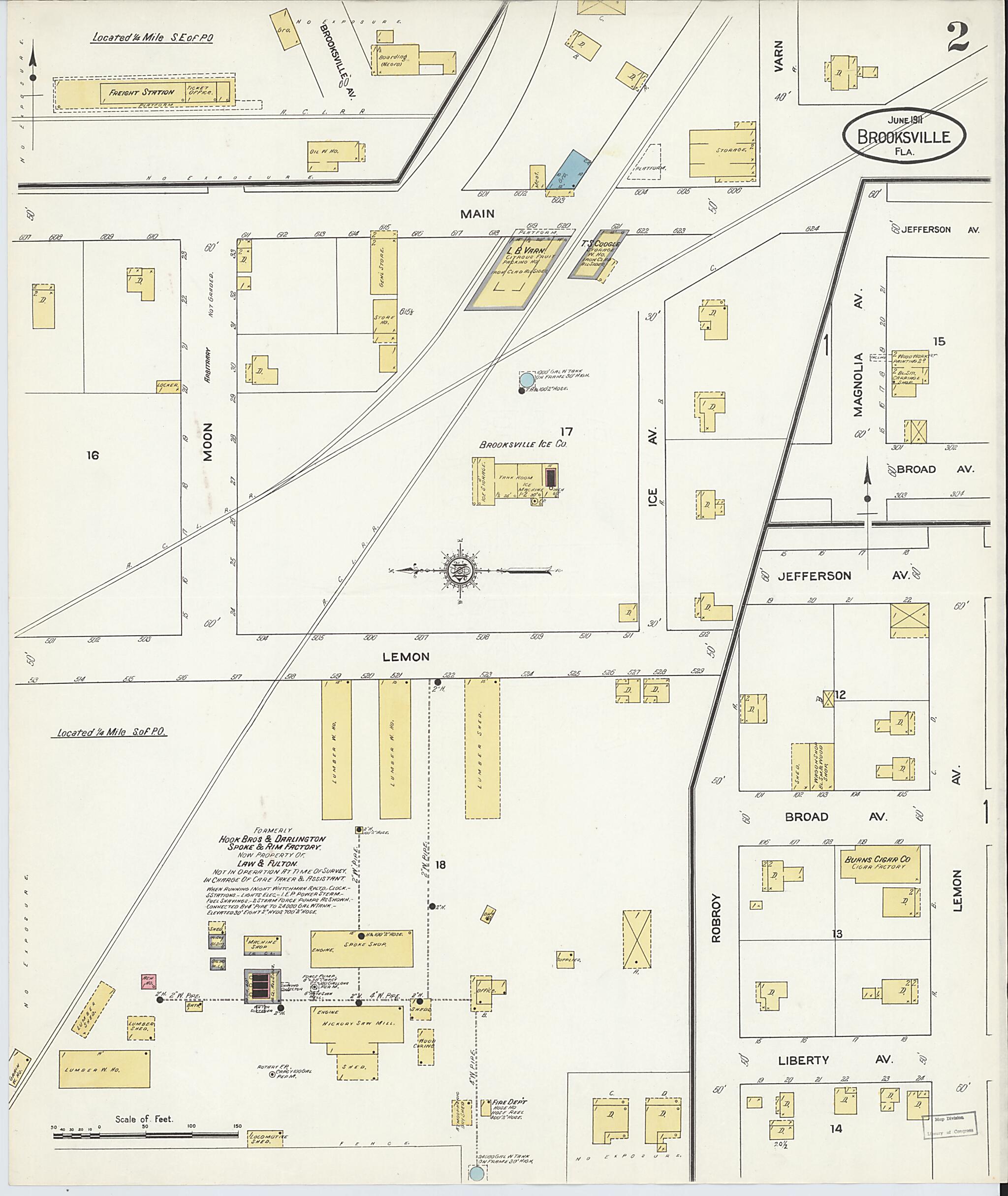 This old map of Brooksville, Hernando County, Florida was created by Sanborn Map Company in 1911