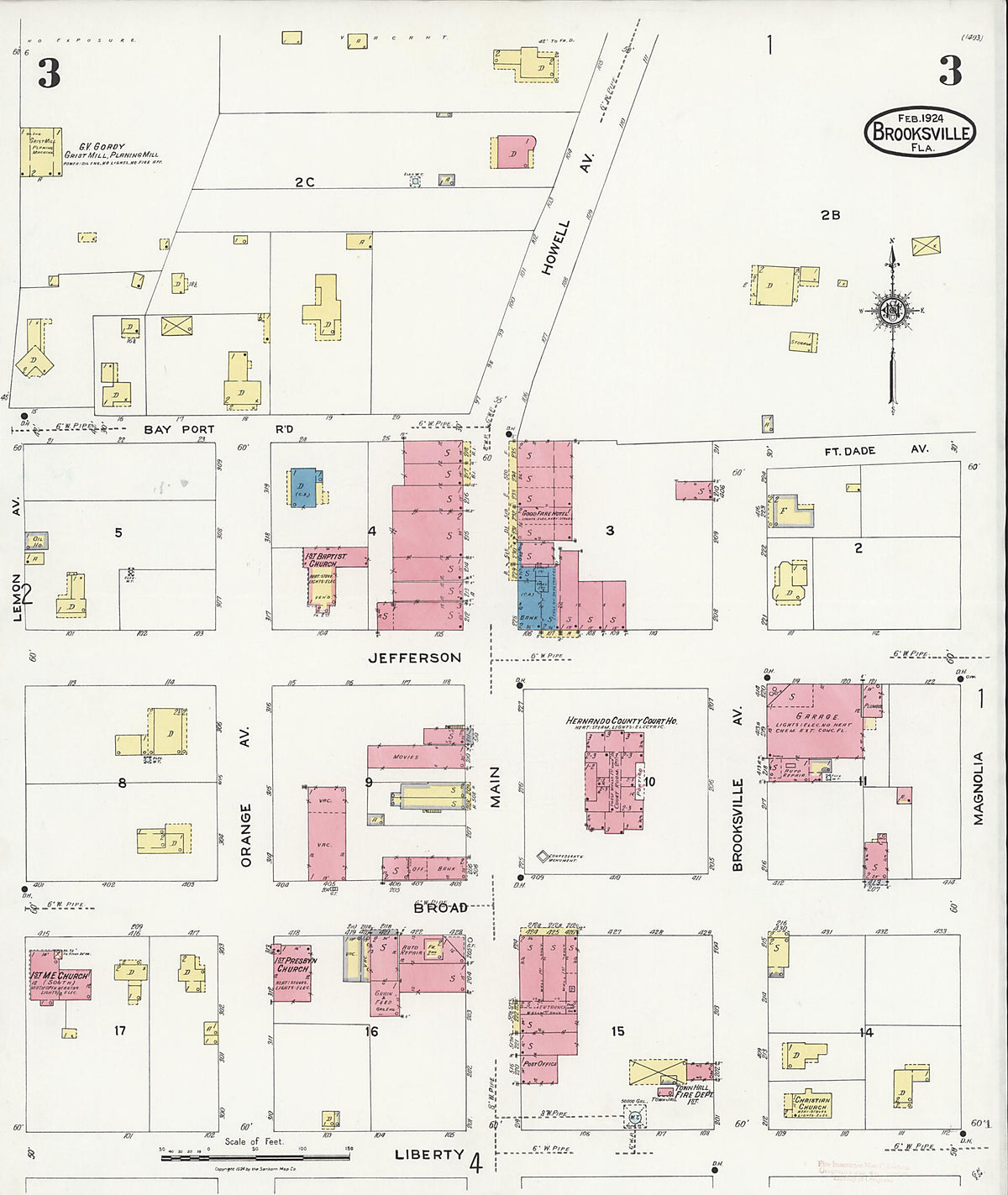 Brooksville, Hernando County, Florida 1924 (Sheet 3 of 4) by Relic Map Company