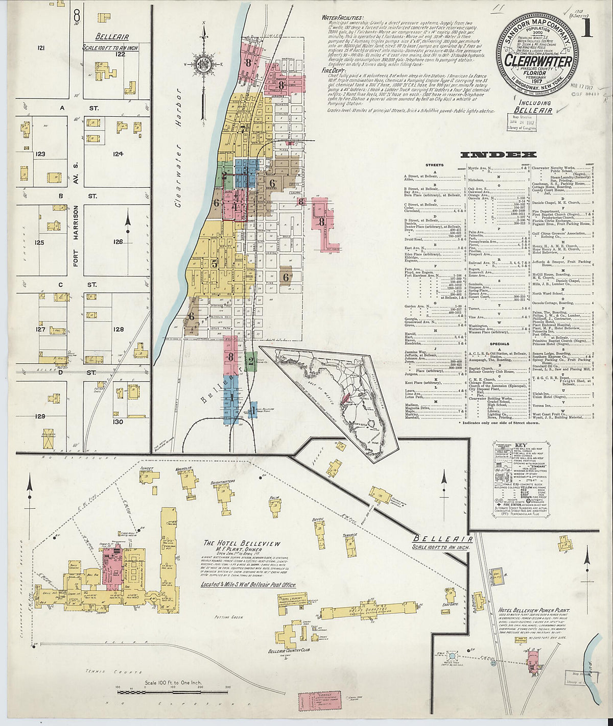 Clearwater, Pinellas County, Florida 1917 (Sheet 1) by Relic Map Company