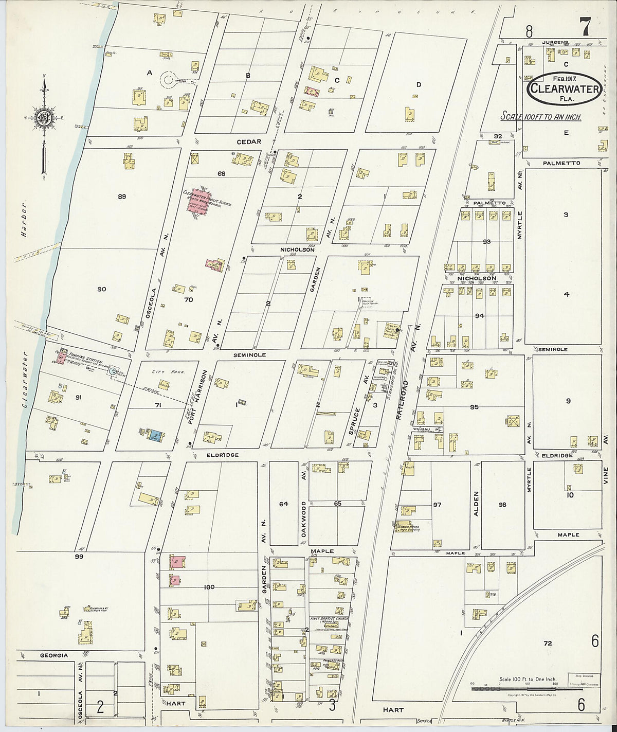 Clearwater, Pinellas County, Florida 1917 (Sheet 7) by Relic Map Company