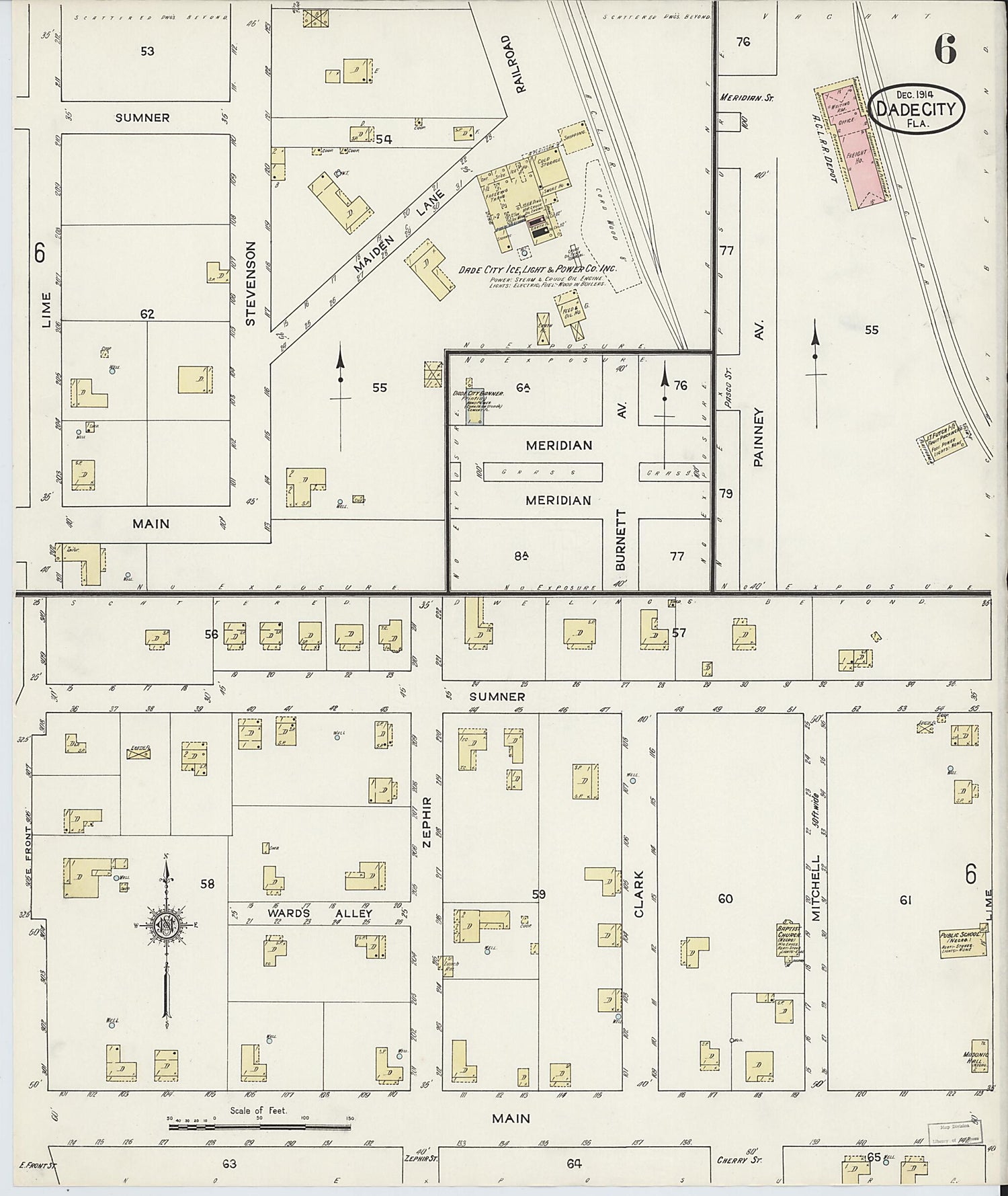 This old map of Dade City, Pasco County, Florida was created by Sanborn Map Company in 1914