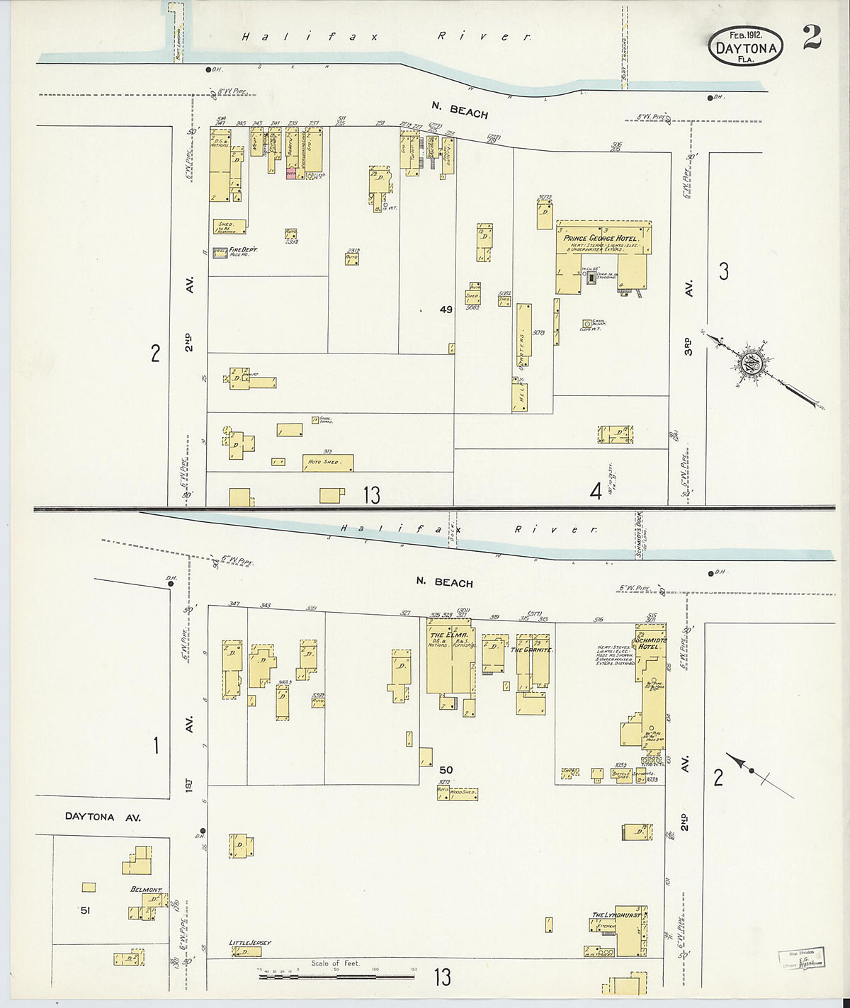 Daytona, Volusia County, Florida 1912 (Sheet 2 of 14) by Relic Map Company